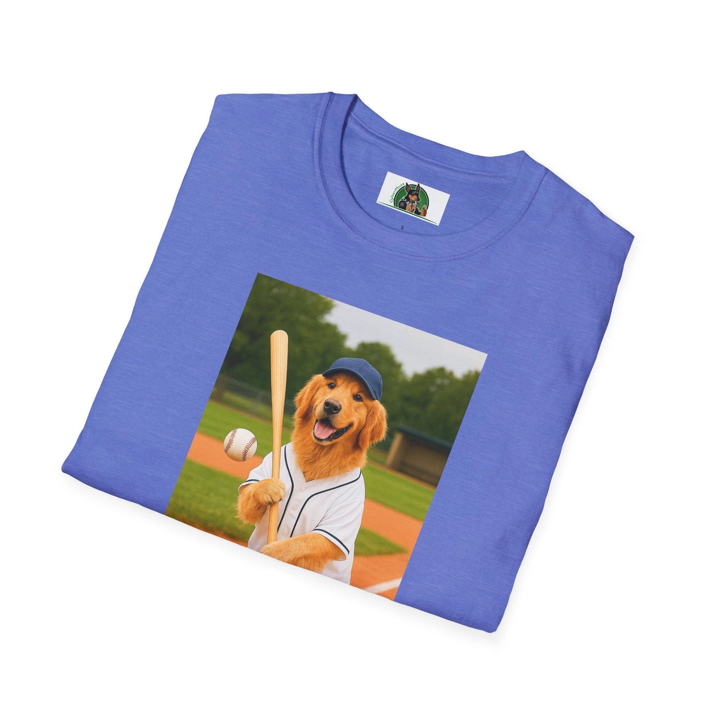 Golden Retriever Baseball T-Shirt — Sports Dog Playing Baseball Shirt by Printify