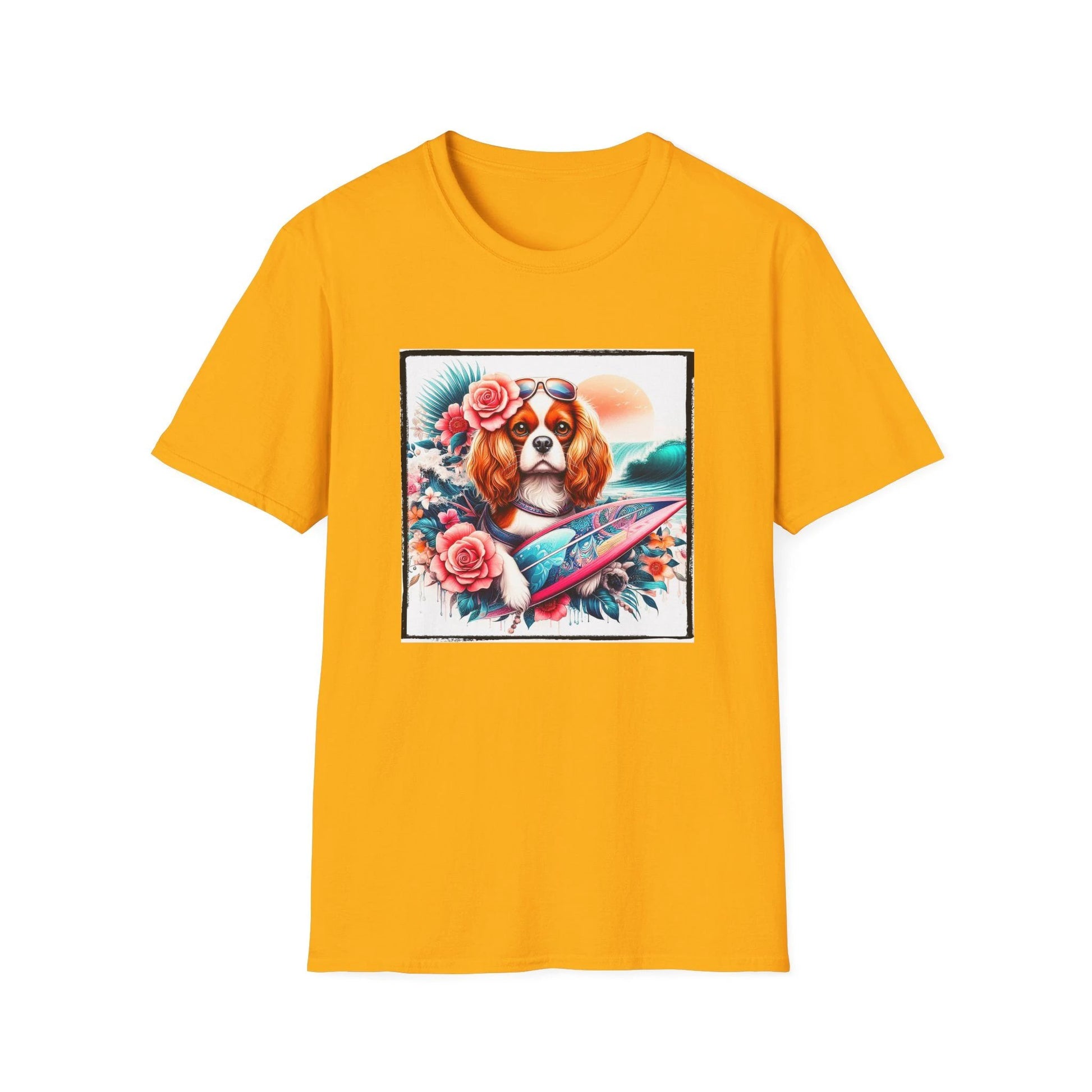 Cavalier King Charles Spaniel Surfer Girl T Shirt For Dog Lovers Cavalier Fans Beach Tee T-Shirt Printify