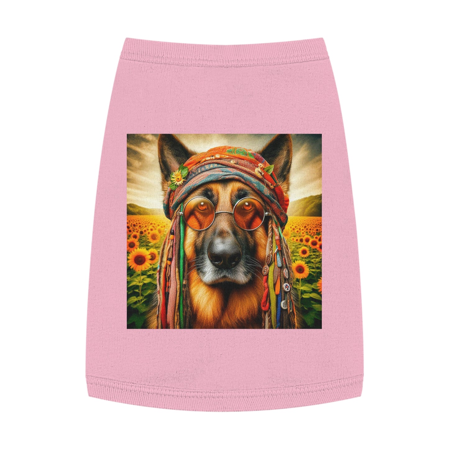 German Shepherd flower hippie Pets Printify M Pink