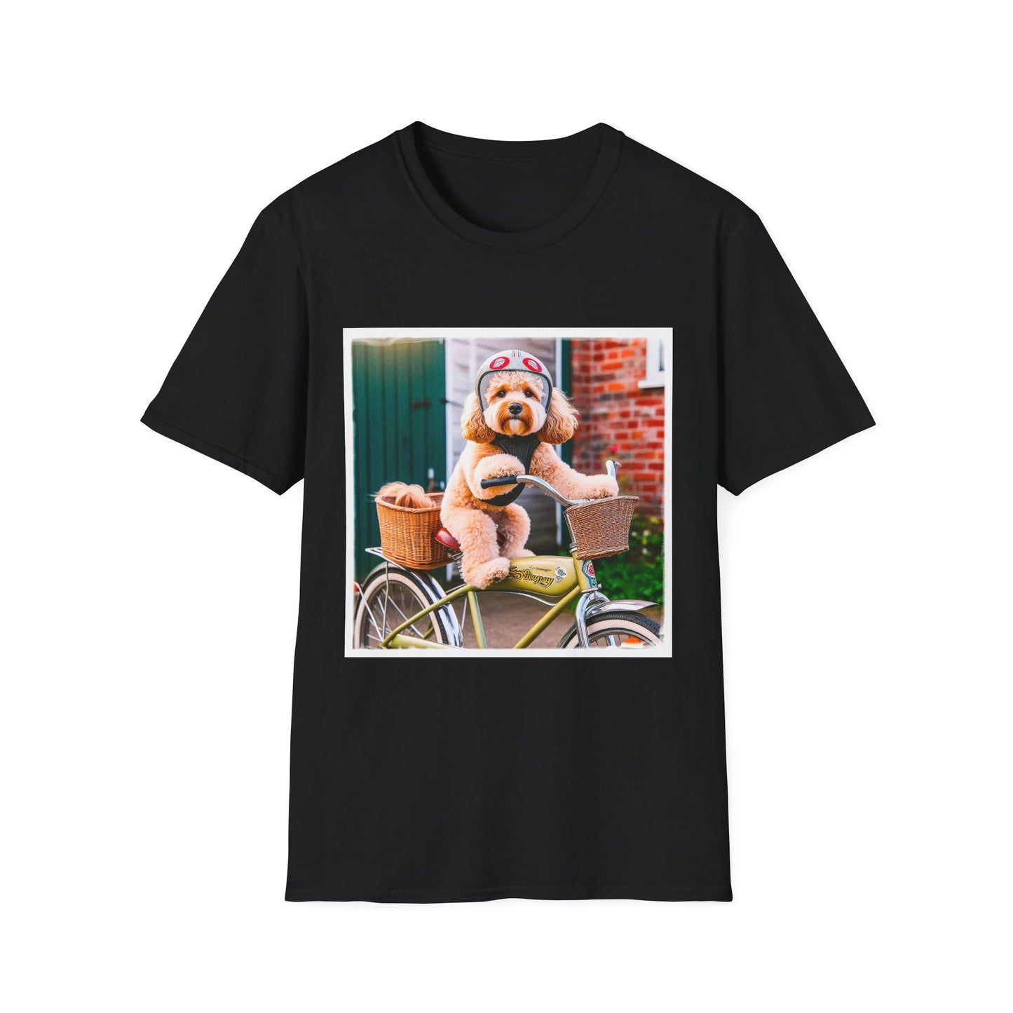 CockerPoo bike sitting t shirt T-Shirt Printify XS Black