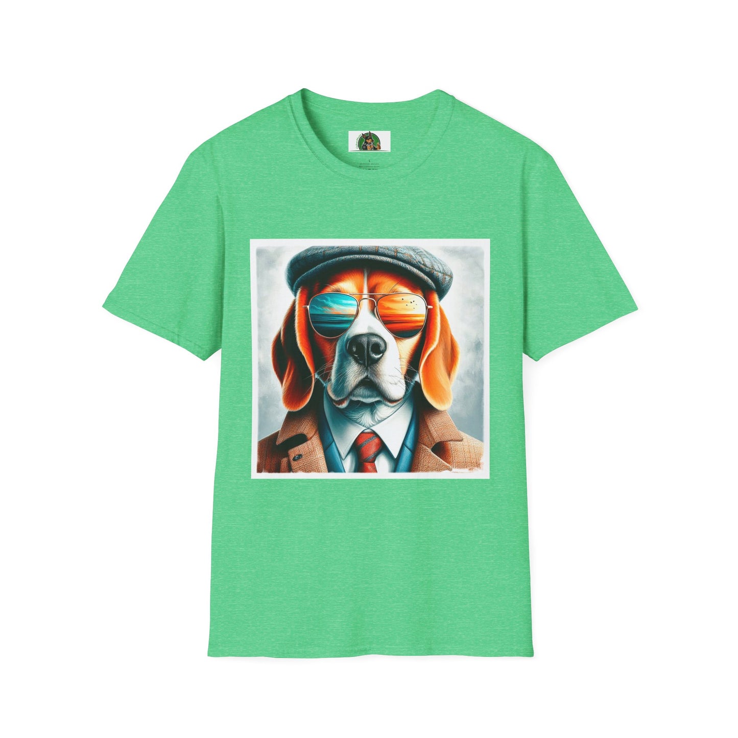 Beagle Wearing Sport Coat And Shades T-Shirt Printify S Heather Irish Green 