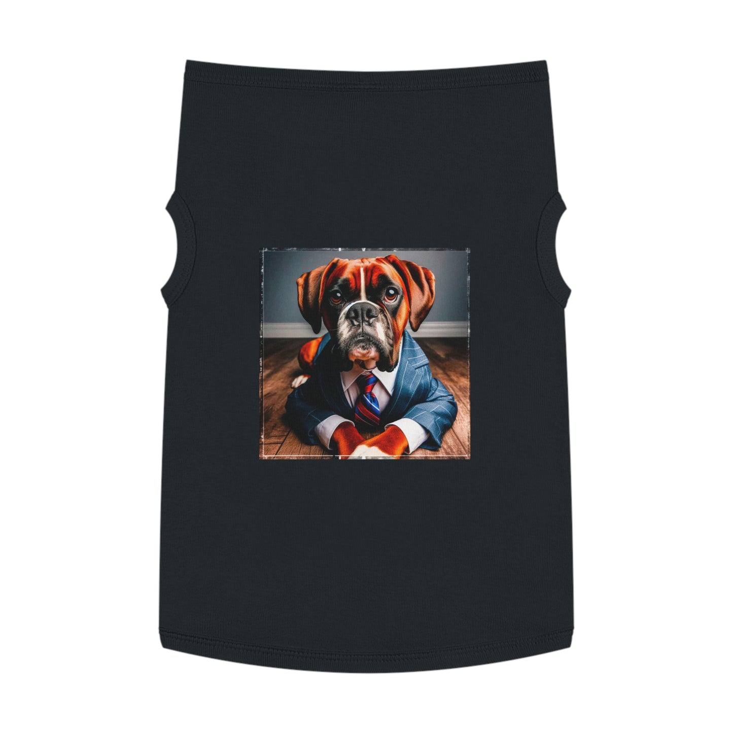 Pet Tank Top Boxer Dog Wearing Suit Pets Printify XL Black 