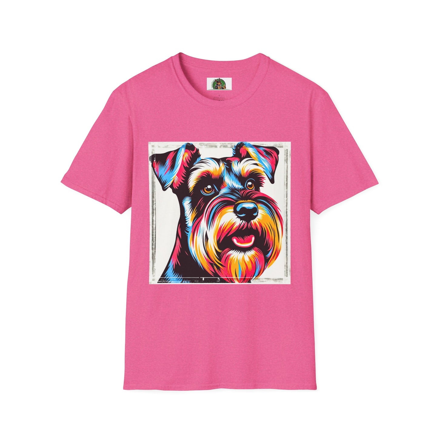 Schnauzer T-Shirt with Miniature Schnauzer Design T-Shirt Printify S Heather Heliconia 