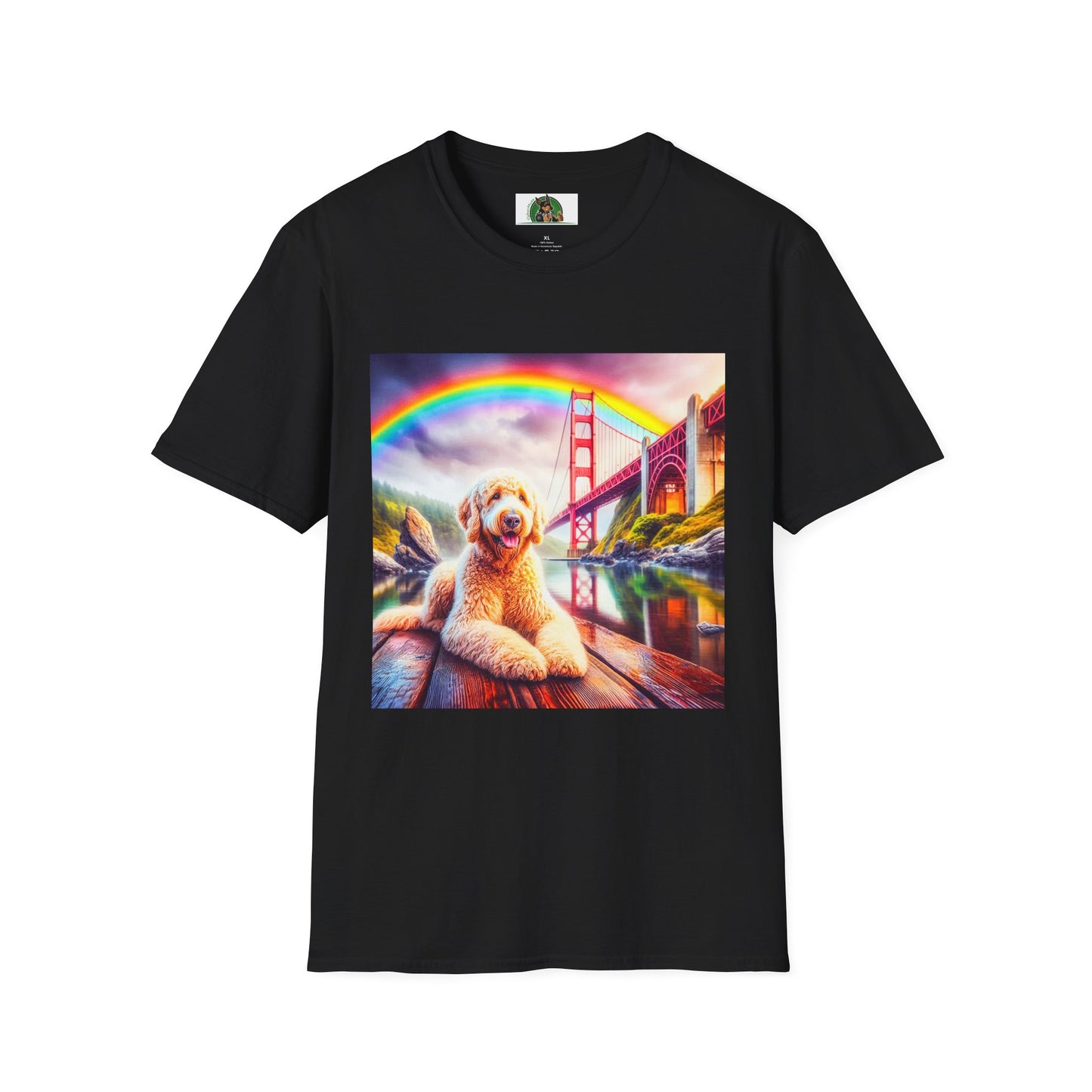 Golden Doodle pretty lake t shirt T-Shirt Printify XS Black