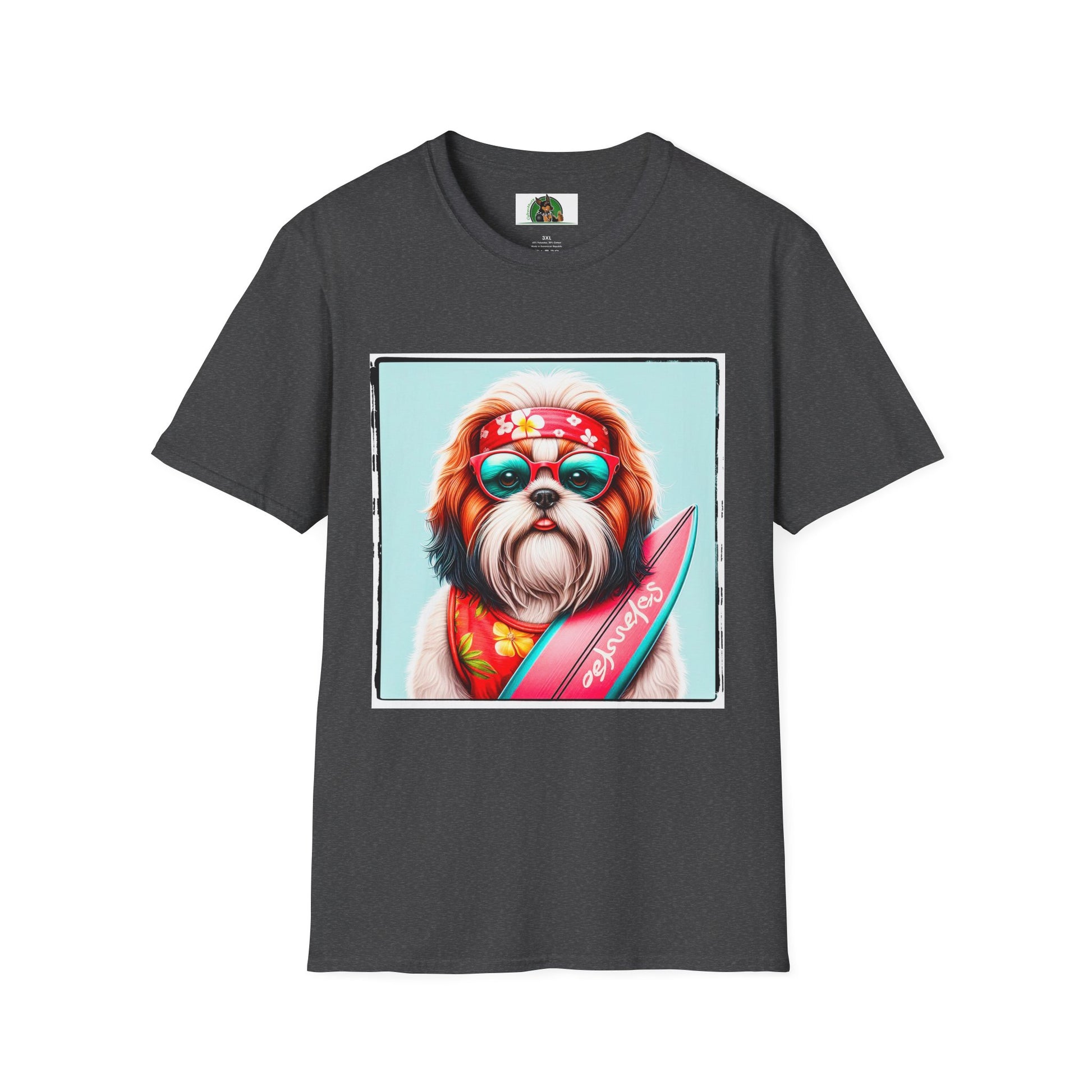 Shih Tzu surfer shirt T-Shirt Printify XS Dark Heather