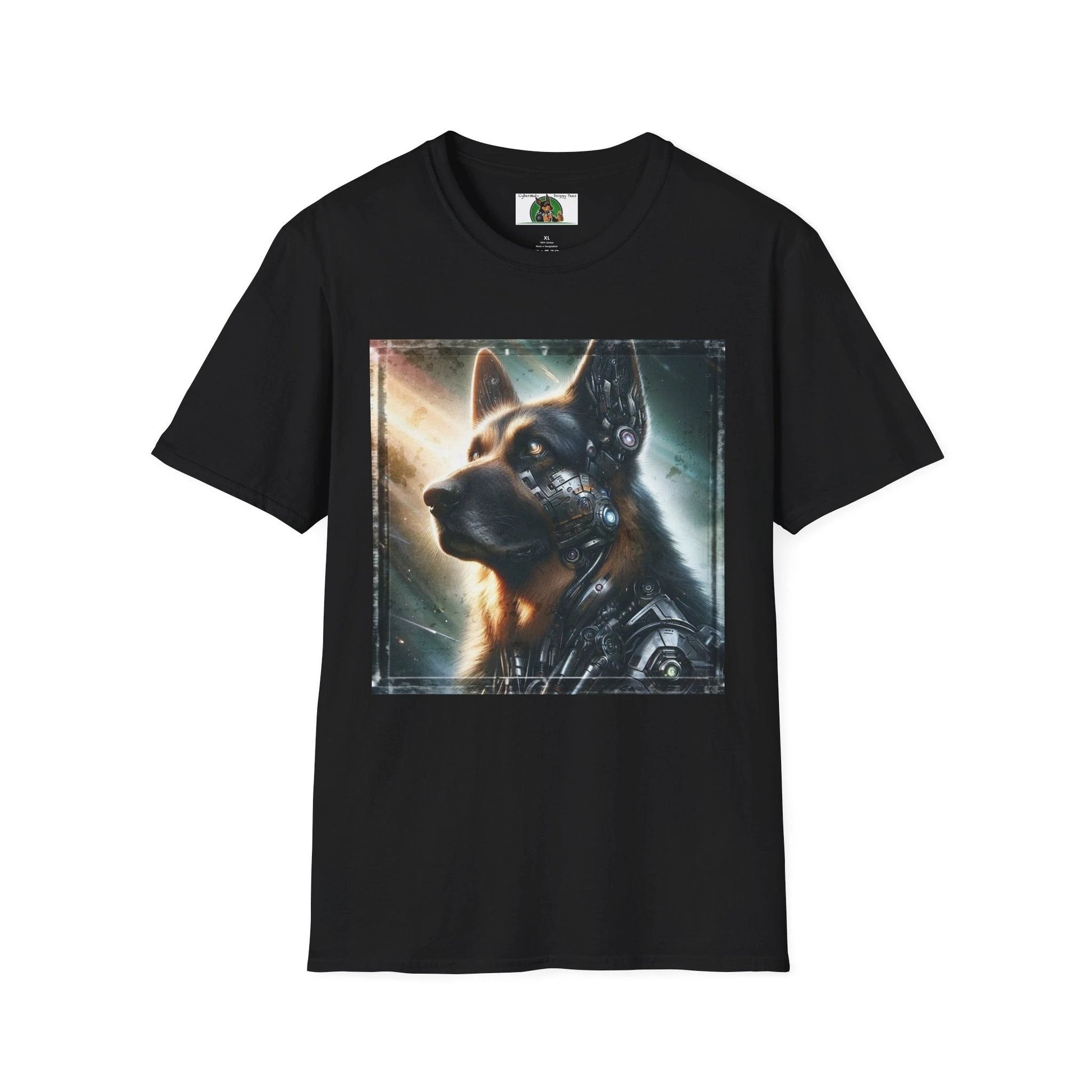 Robotic German Shepherd Graphic Tee With Cyber Quality Cotton By CyberMutz Futuristic Dog Design For Tech Lovers T-Shirt Printify S Black