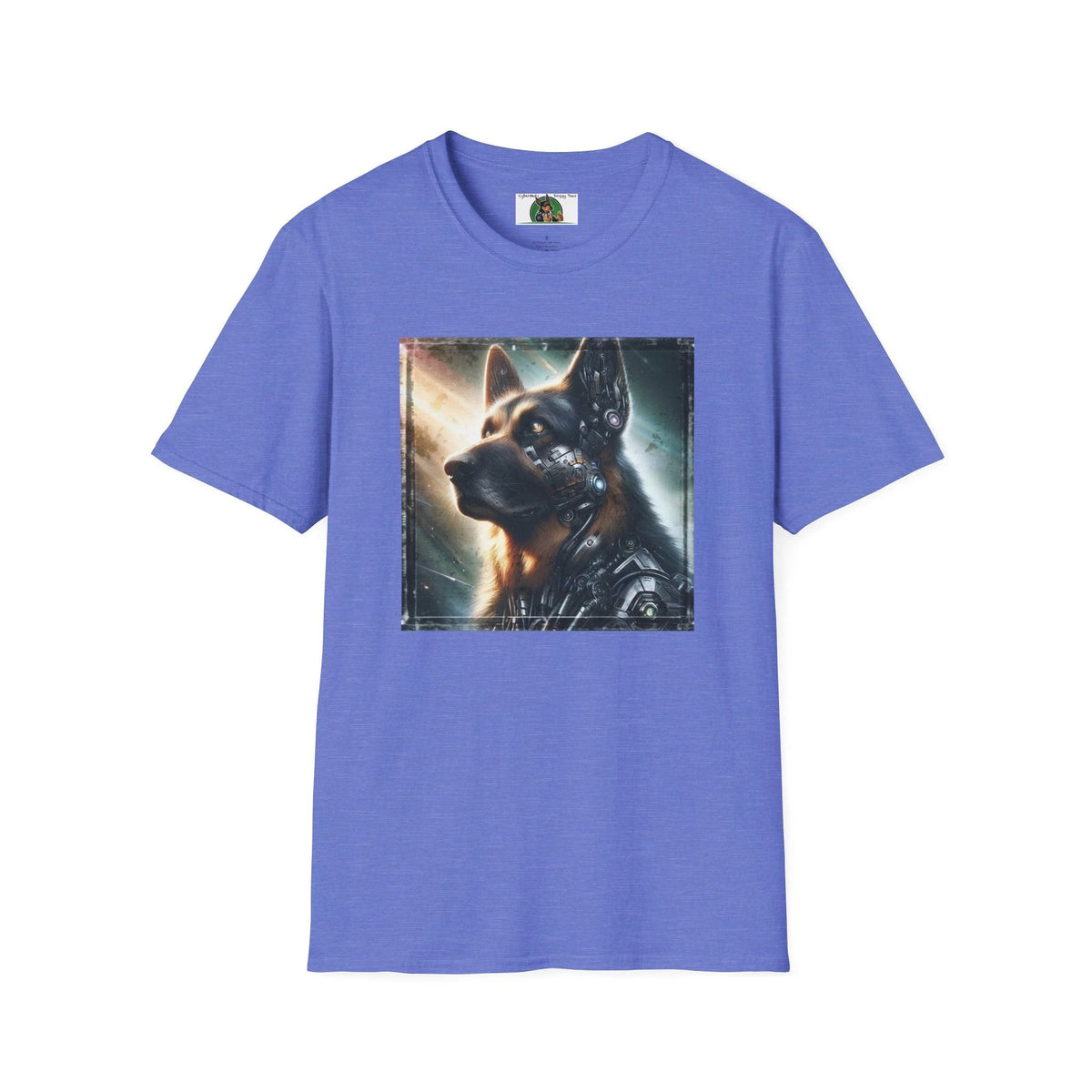 Robotic German Shepherd Graphic Tee With Cyber Quality Cotton By CyberMutz Futuristic Dog Design For Tech Lovers T-Shirt Printify S Heather Royal