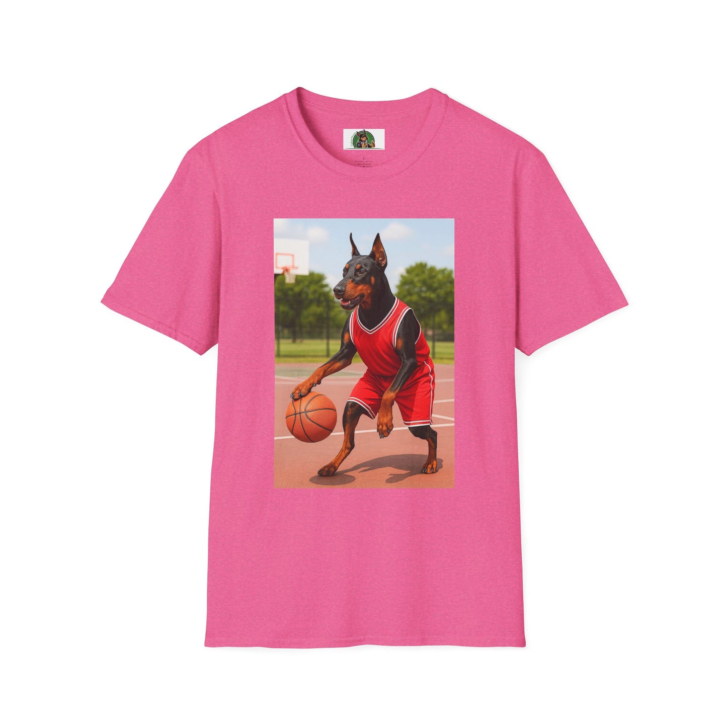 Basketball Doberman Sports T-Shirt T-Shirt Printify Heather Heliconia S