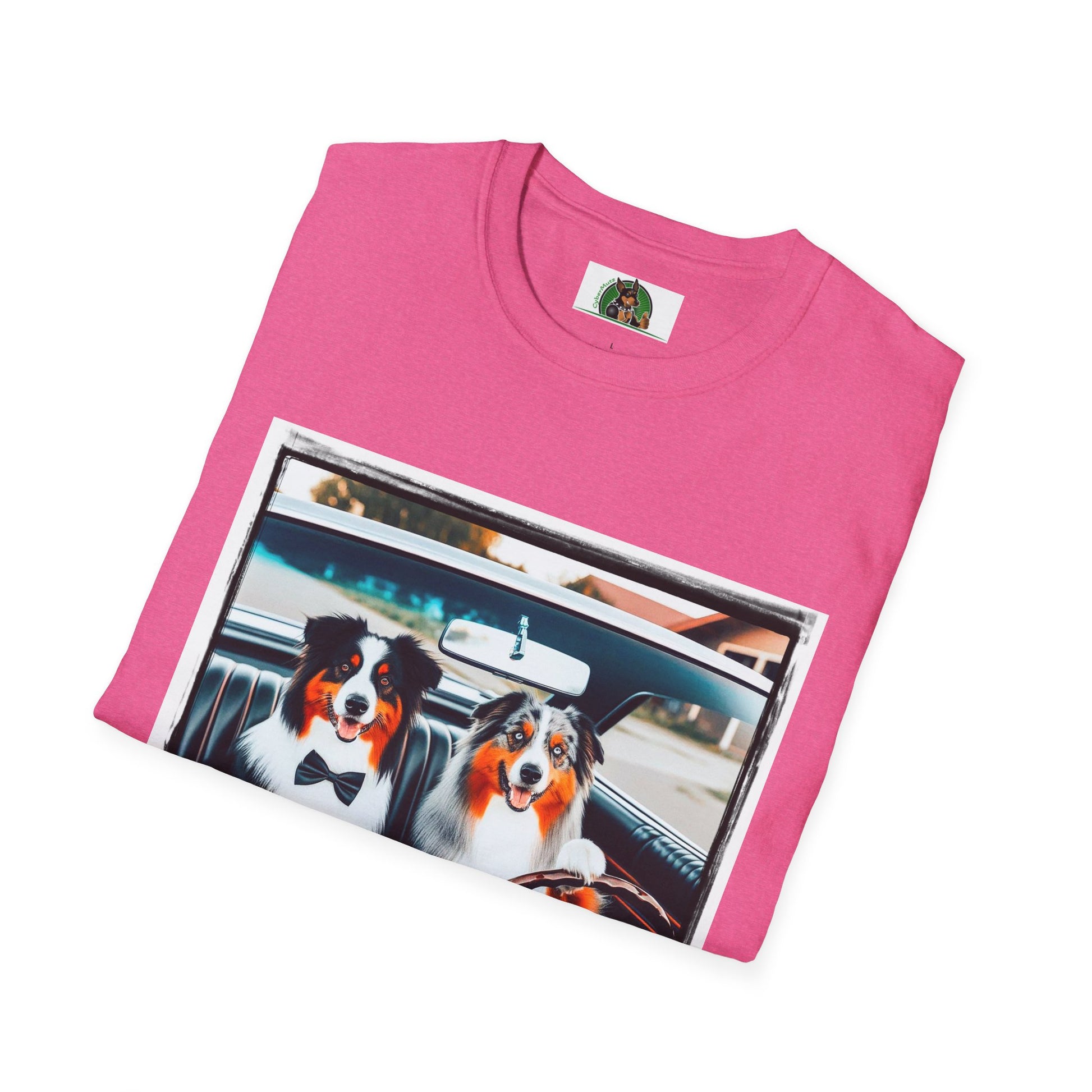 Australian Shepherd Couple Sunday Driving T-Shirt Printify   