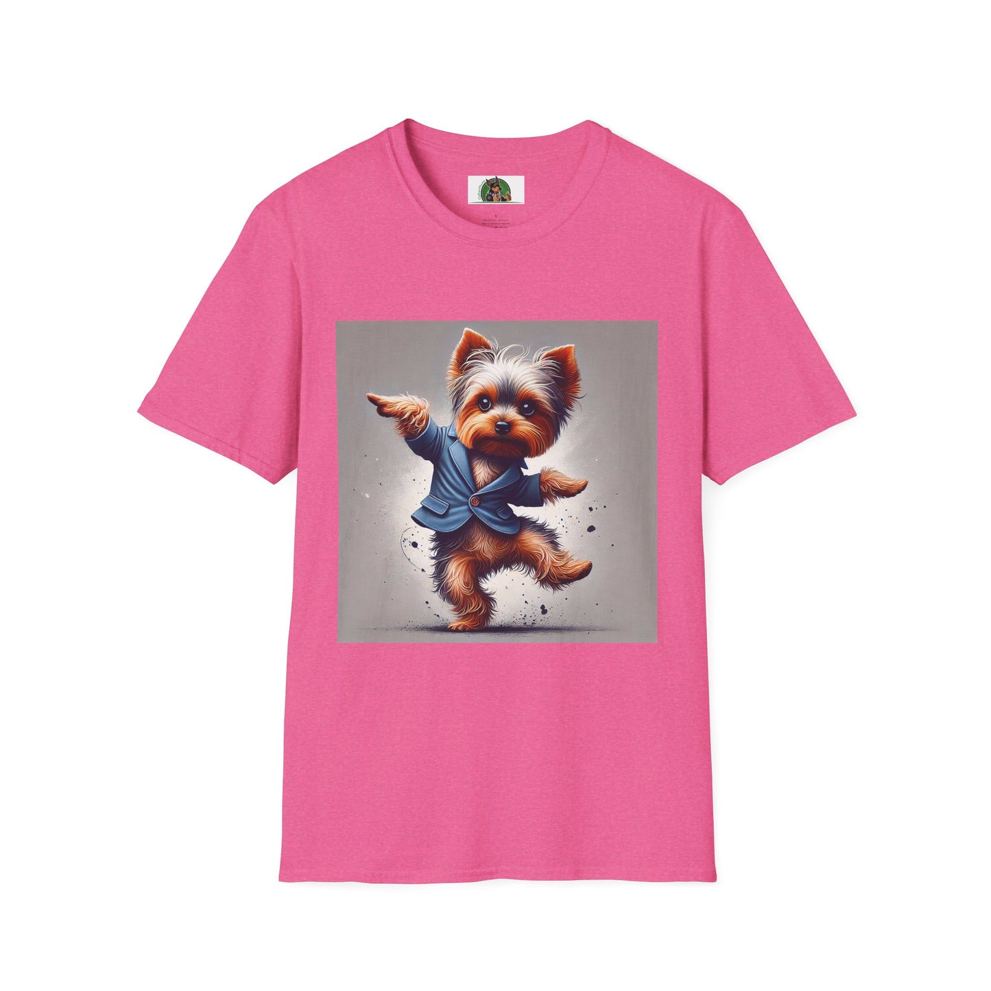 Yorkie Dancing T-Shirt T-Shirt Printify S Heather Heliconia