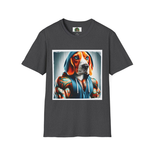 Beagle Muscle Dog Wearing Hoodie T-Shirt Printify XS Dark Heather 