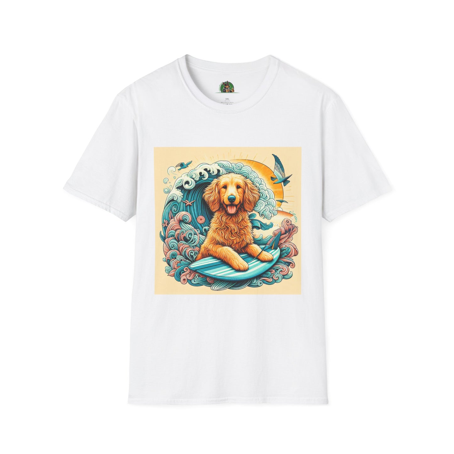 Golden Doodle surfing fun shirt T-Shirt Printify XS White
