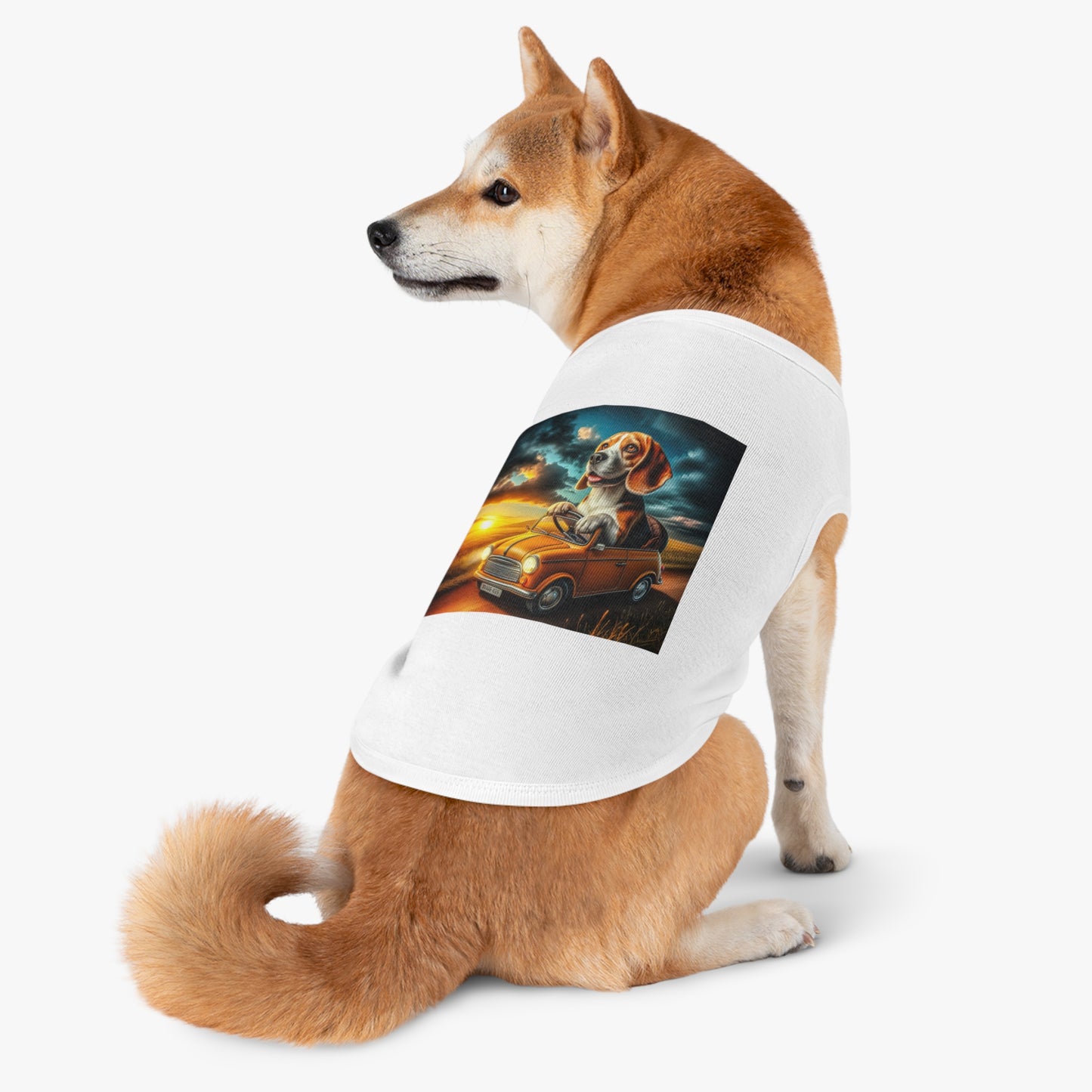 Pet Tank Top Wacky Beagle In Tiny Car Pets Printify   