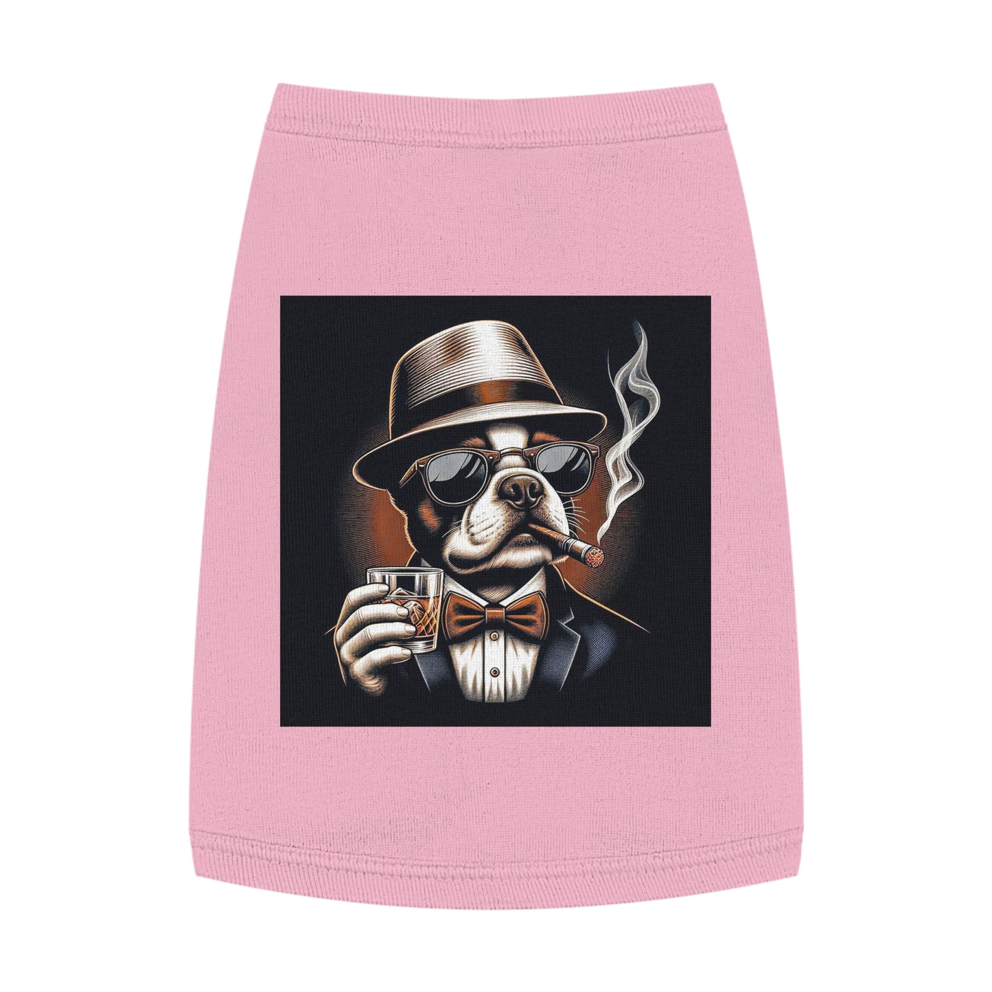 Pet Tank Top Boston Terrier Dog Smoking And Drinking Pets Printify M Pink 