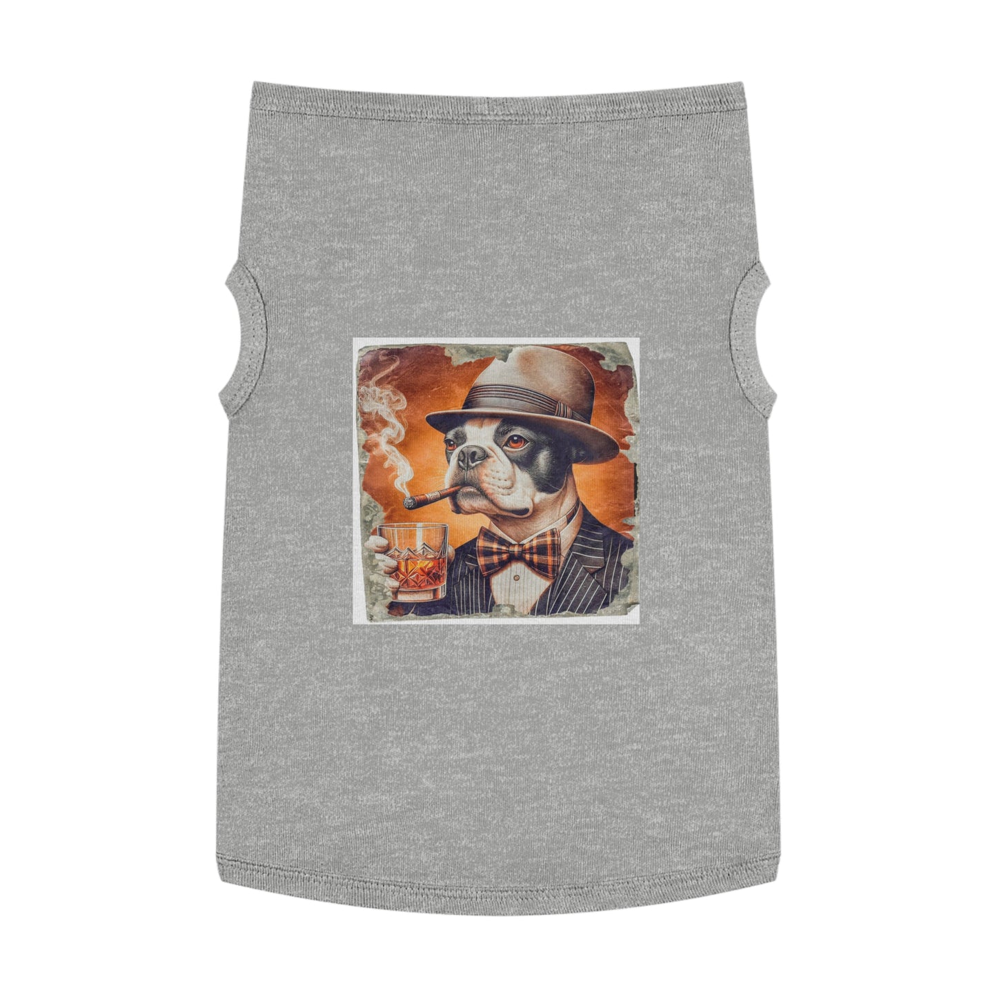 Pet Tank Top Boston Terrier Smoking Cigar Pets Printify XL Heather 