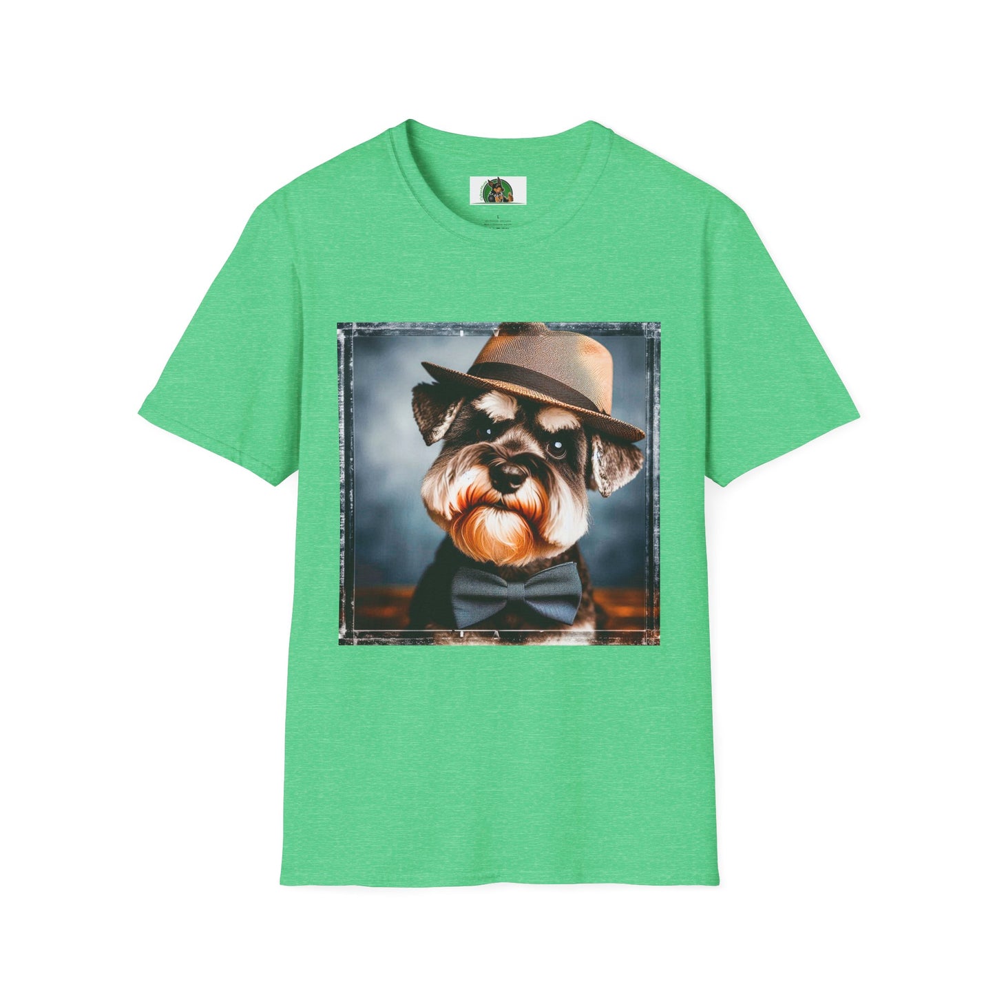 Schnauzer T-Shirt with Miniature Schnauzer Design T-Shirt Printify S Heather Irish Green