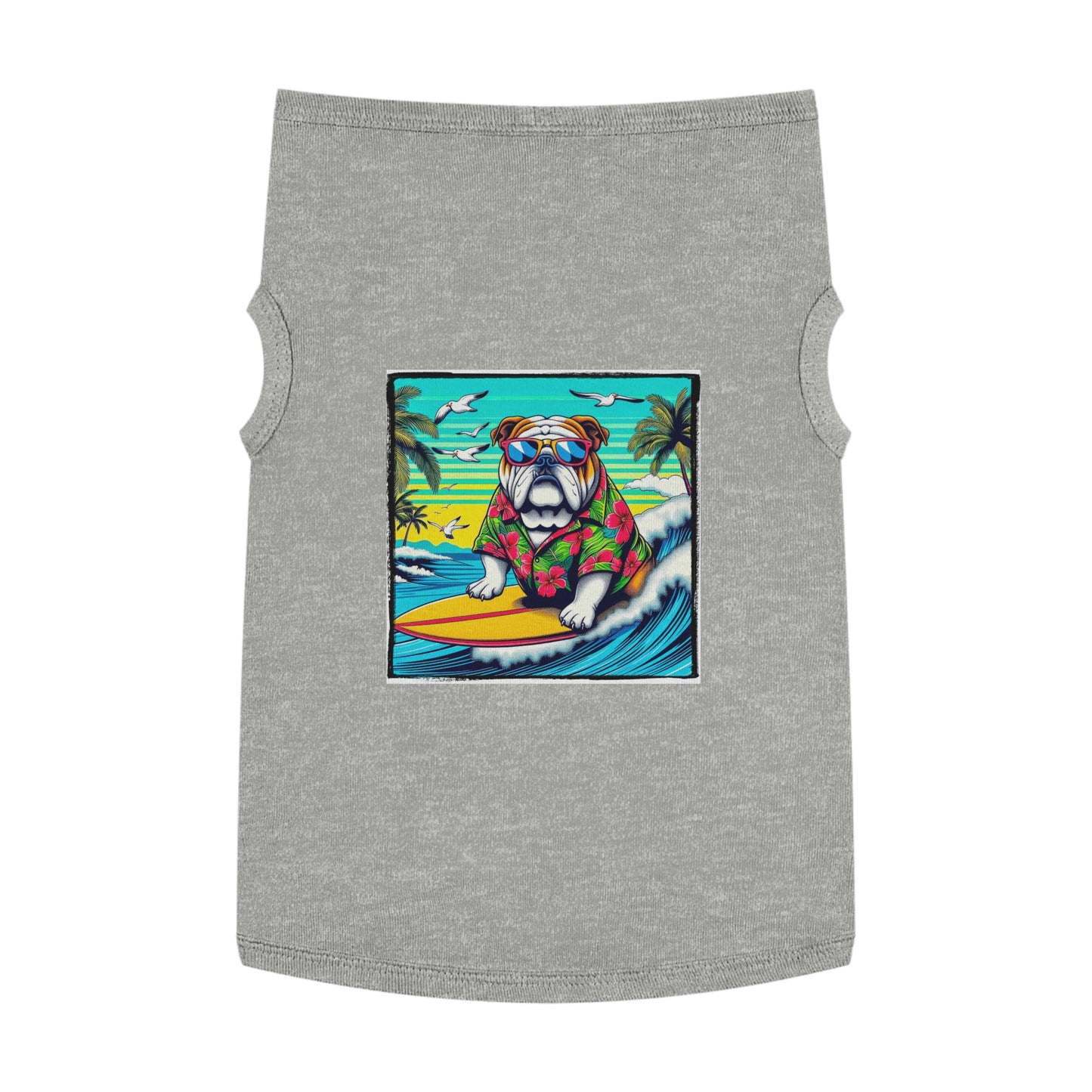Pet Tank Top Bulldog wave crashing t shirt Pets Printify XL Heather