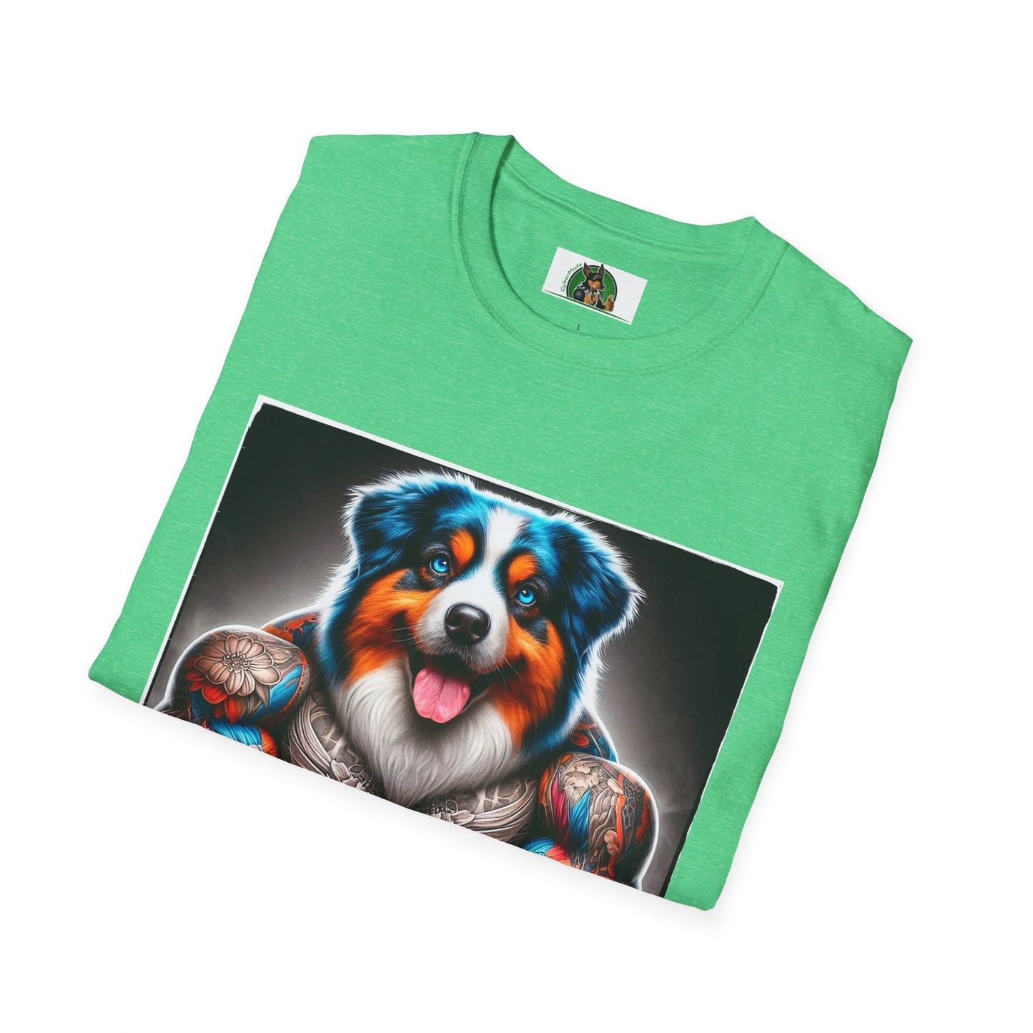 Australian Shepherd Bright Tattoo Buff Dog T-Shirt Printify   