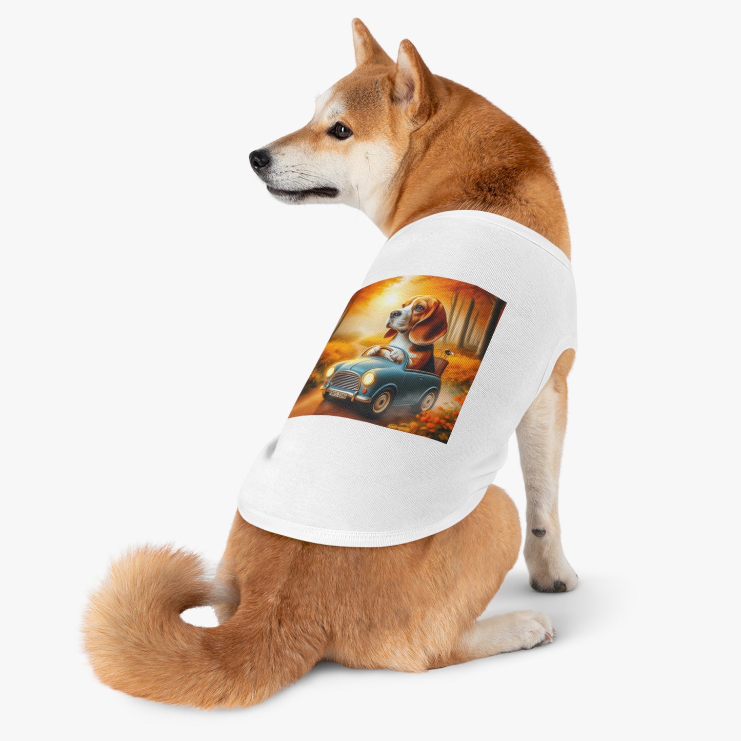 Pet Tank Top Wacky Beagle Dog In Tiny Car Pets Printify   