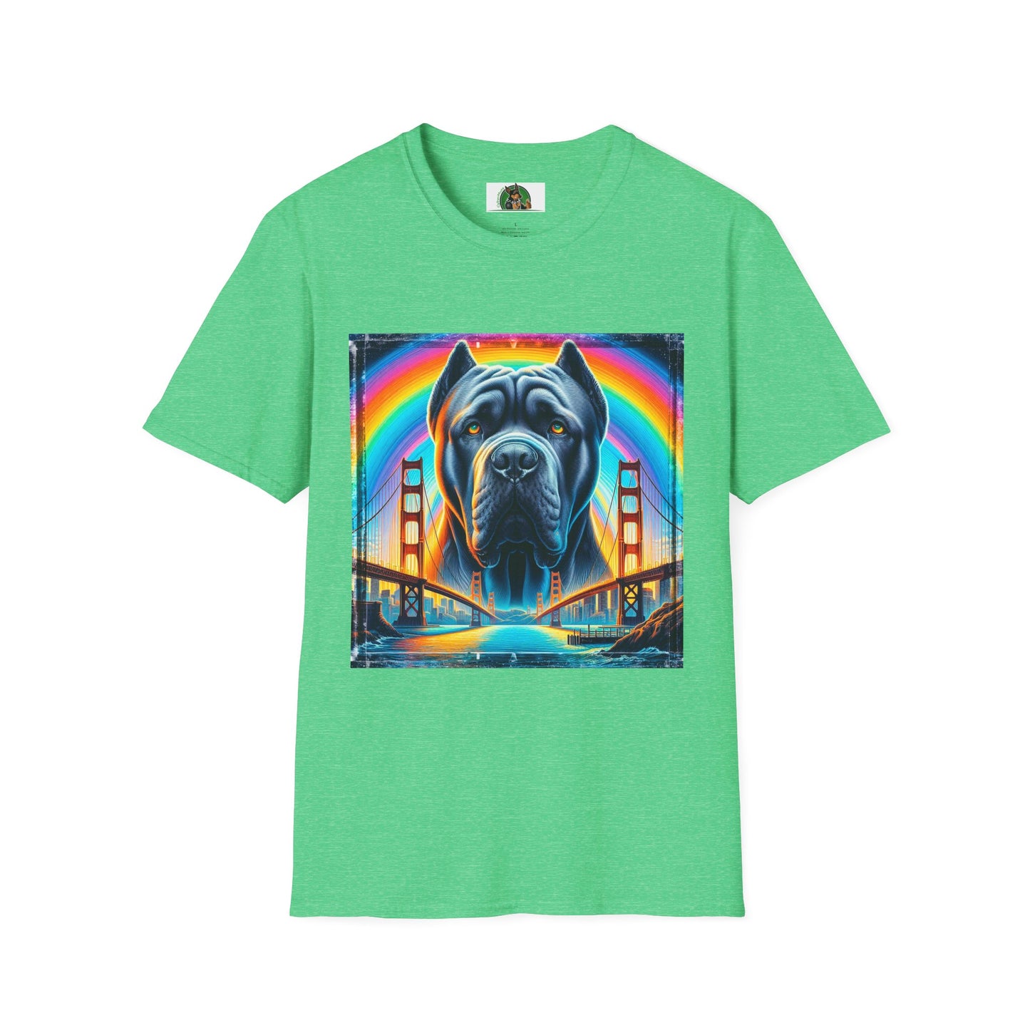 Cane Corso Double Rainbow Bridge TShirt T-Shirt Printify S Heather Irish Green