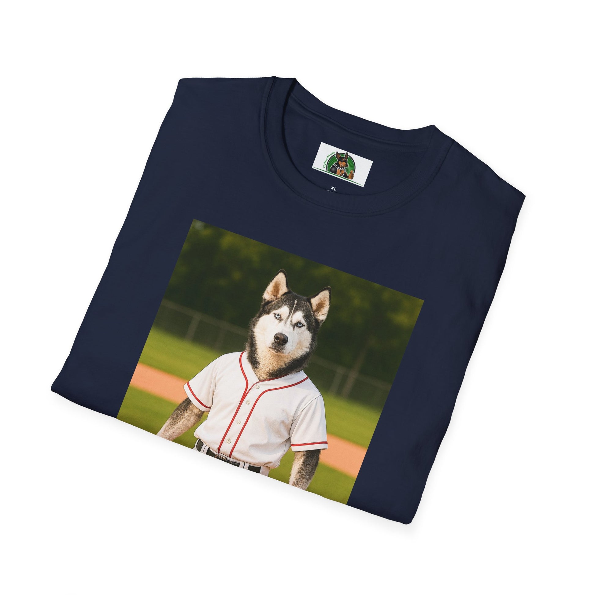 Husky Baseball T-Shirt — Sports Dog Tee T-Shirt Printify