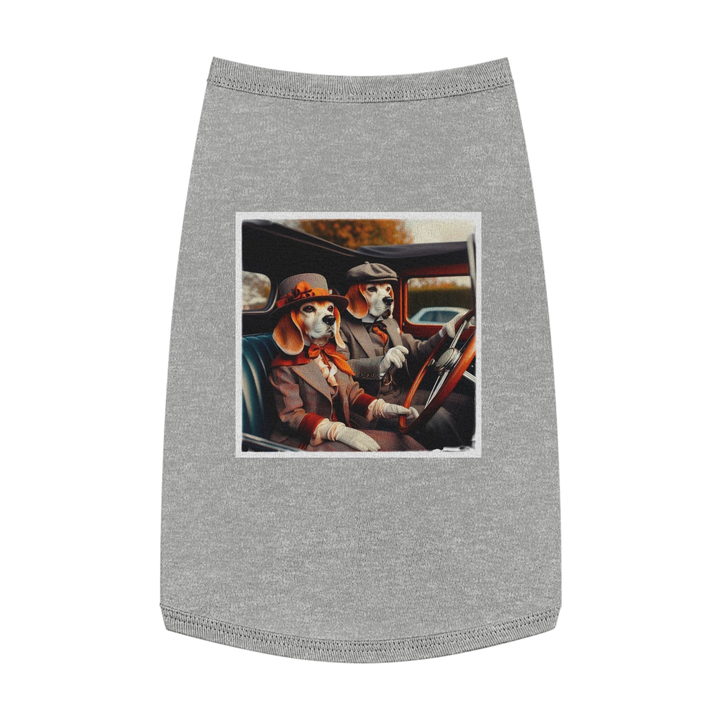 Pet Tank Top Wacky Beagle Dog Couple In Old Car Pets Printify L Heather 