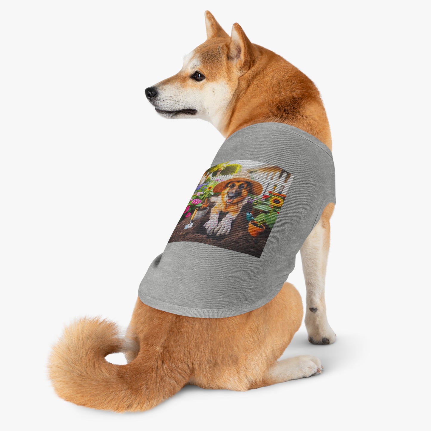 German Shepherd planting flowers shirt Pets Printify