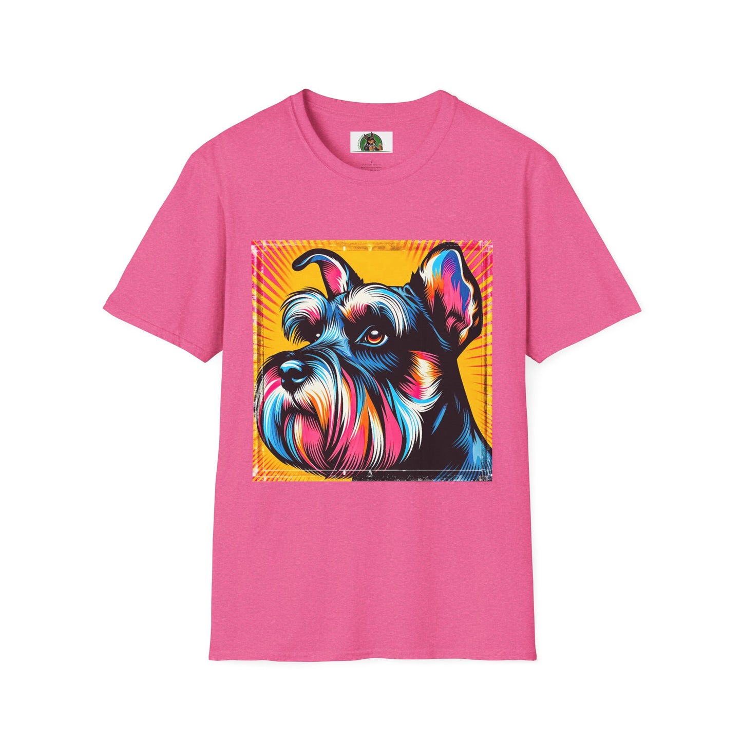 Schnauzer T-Shirt with Miniature Schnauzer Design T-Shirt Printify S Heather Heliconia 