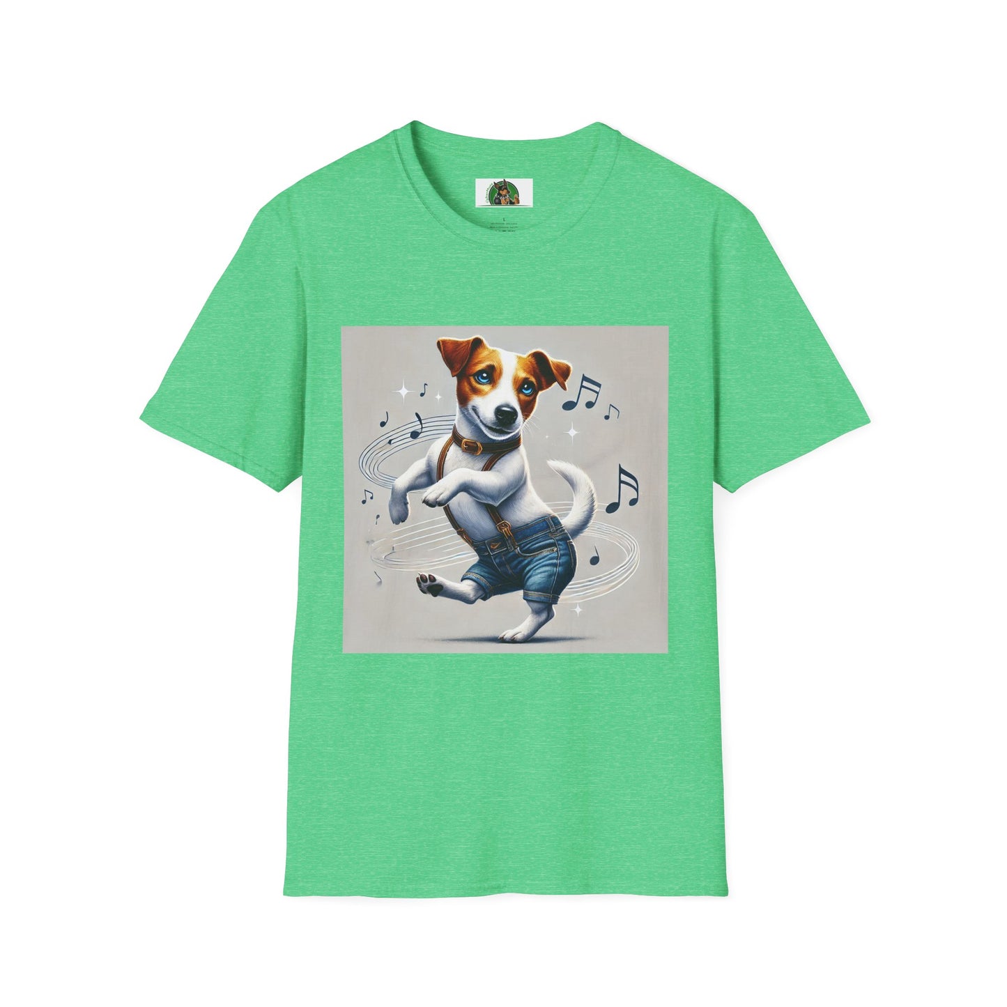 Dancing Jack Russell Tee T-Shirt Printify S Heather Irish Green