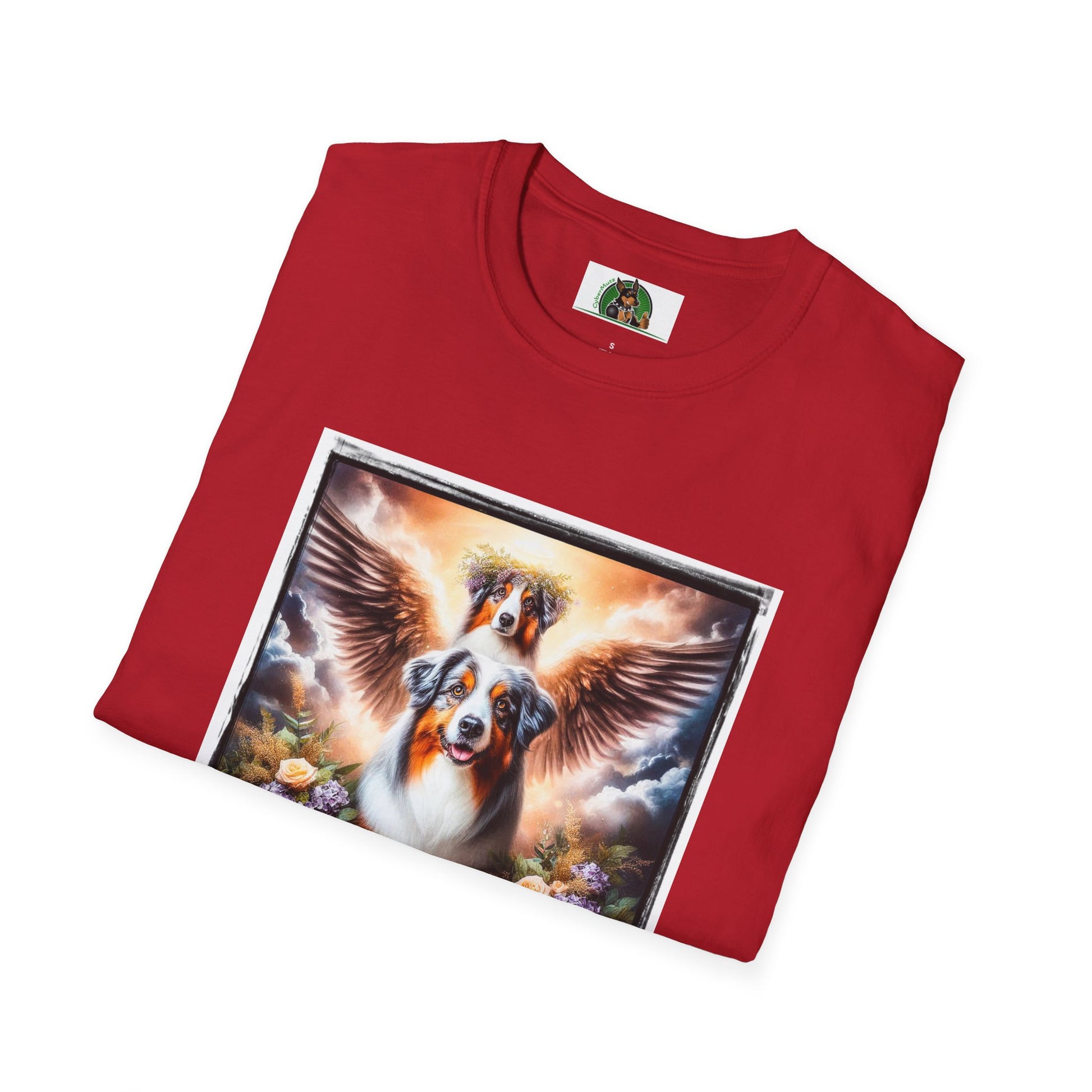 Australian Shepherd Angel Wings And Flowers T-Shirt Printify   