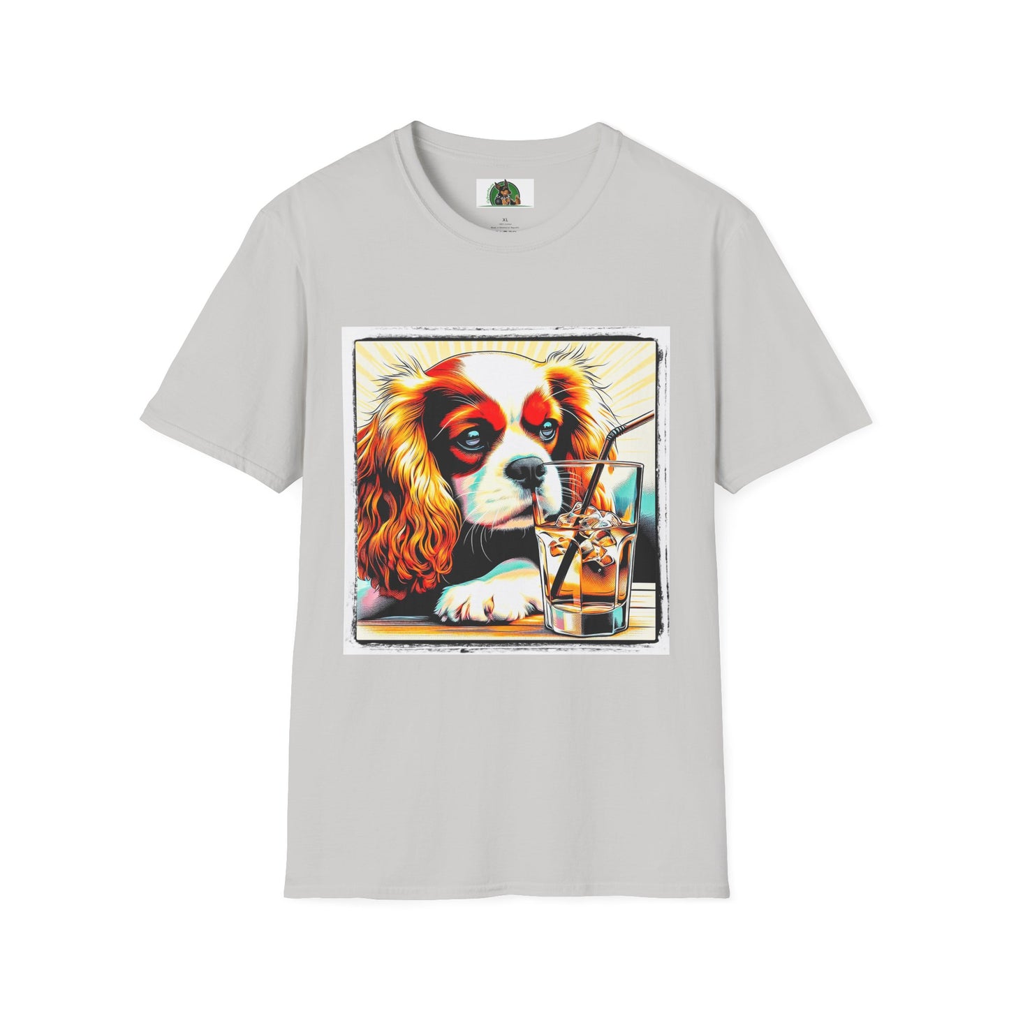 Cavalier King Charles Spaniel Sipping Tea TShirt T-Shirt Printify S Ice Grey