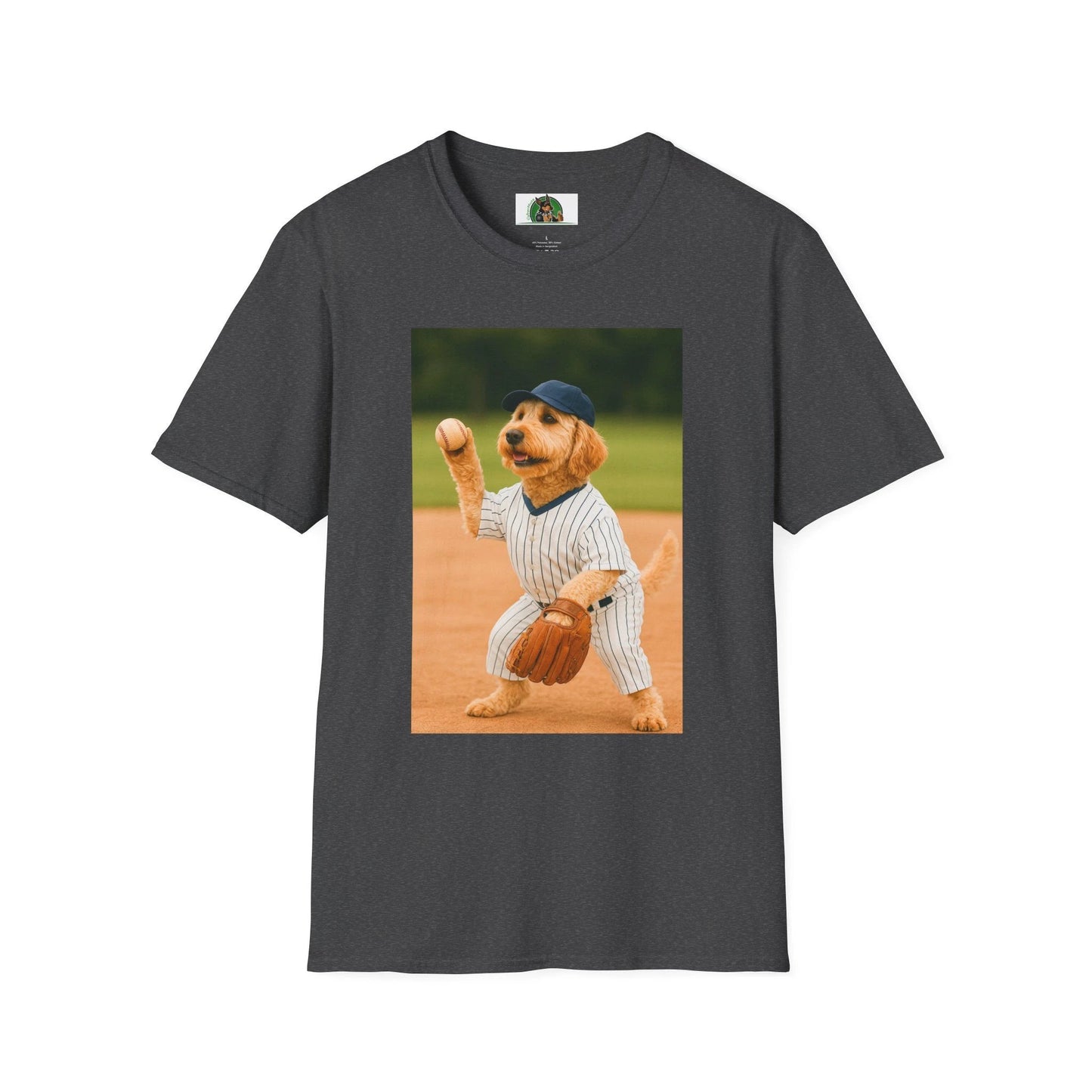 Sports Golden doodle Playing Baseball T-Shirt T-Shirt Printify Dark Heather S