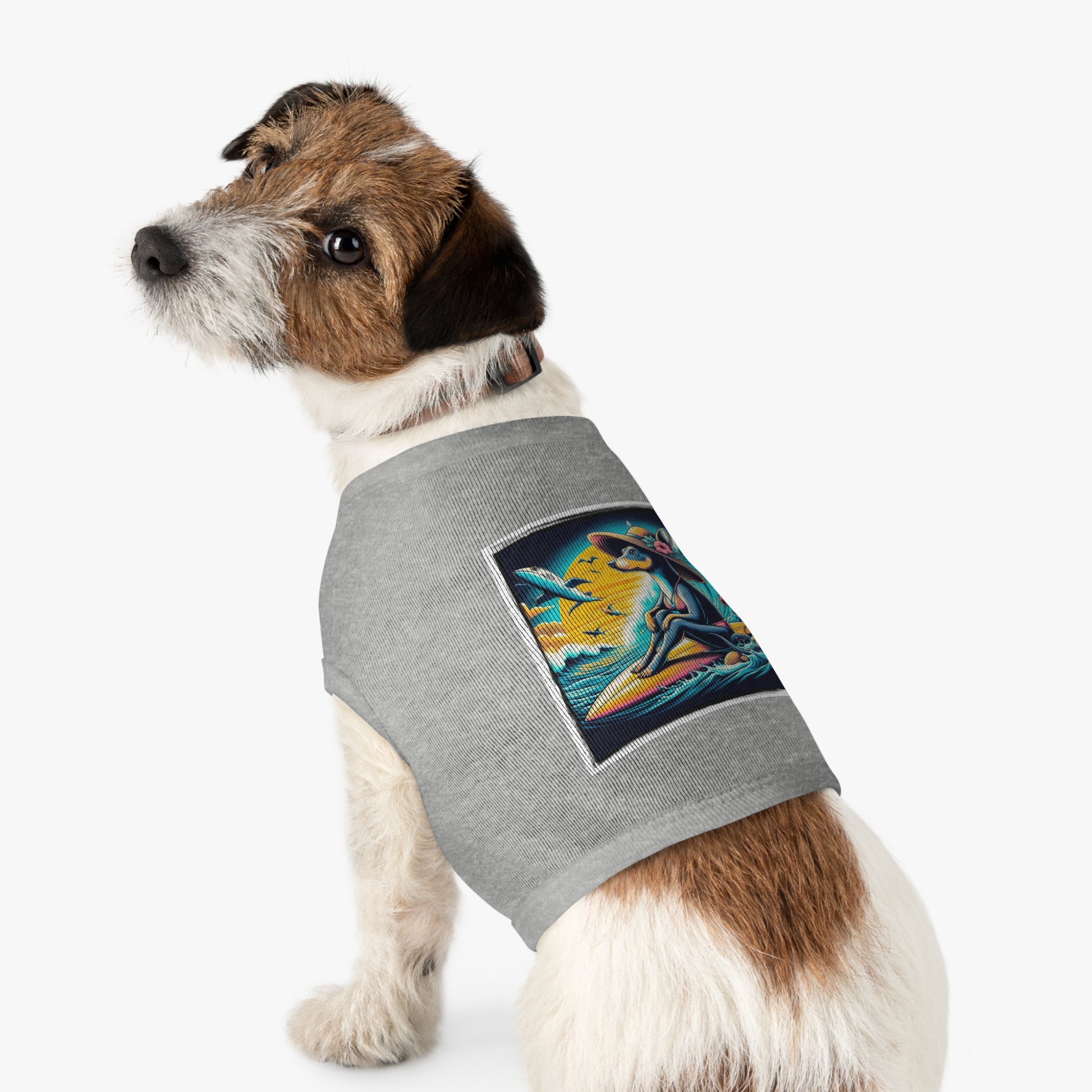 Pet Tank Top Rat Terrier surfer Pets Printify