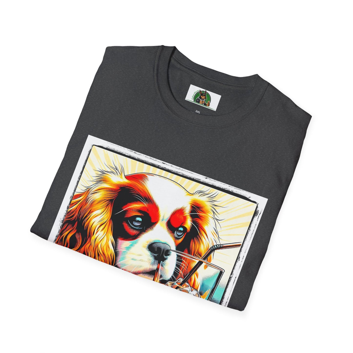 Cavalier King Charles Spaniel Sipping Tea TShirt T-Shirt Printify