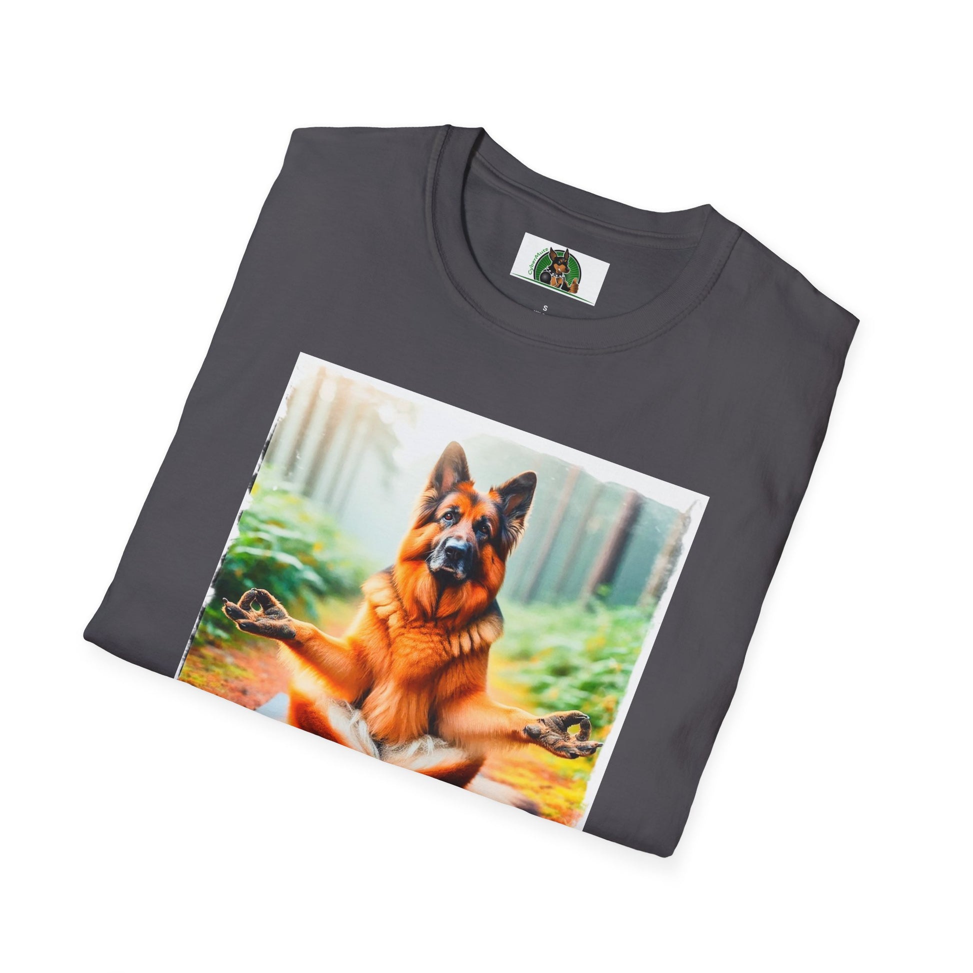 German Shepherd yoga and meditation shift T-Shirt Printify