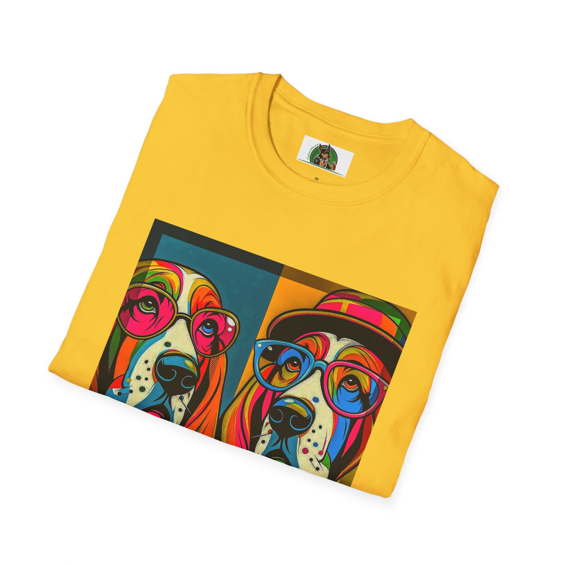 Basset Hound Couple Pop Art Pic T-Shirt Printify   