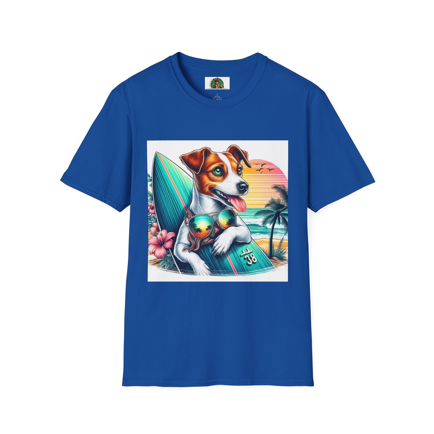 Jack Russell Sunset Surfer T-Shirt Printify S Royal