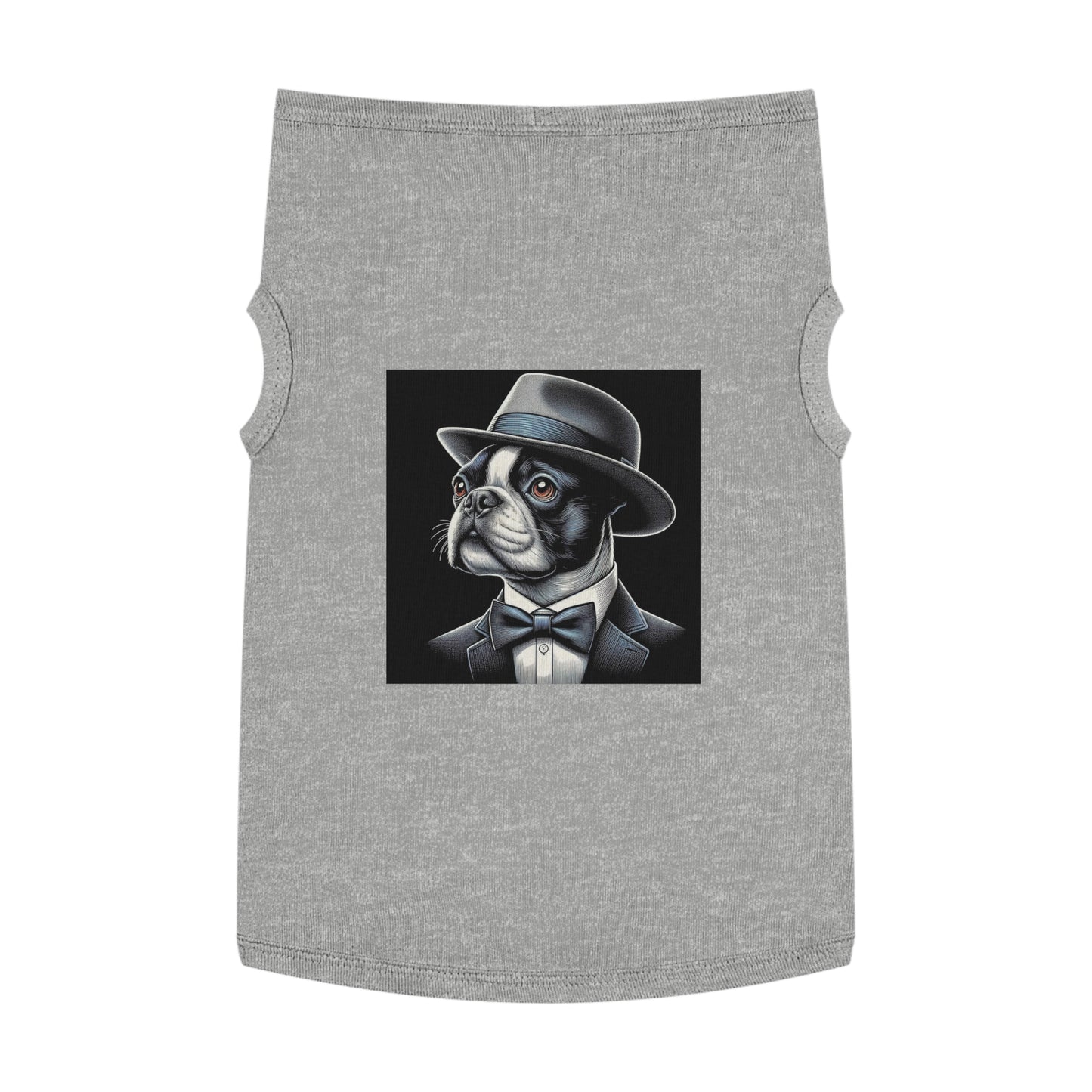 Dog Tank Top Boston Terrier Dog In Top Hat Pets Printify XL Heather 