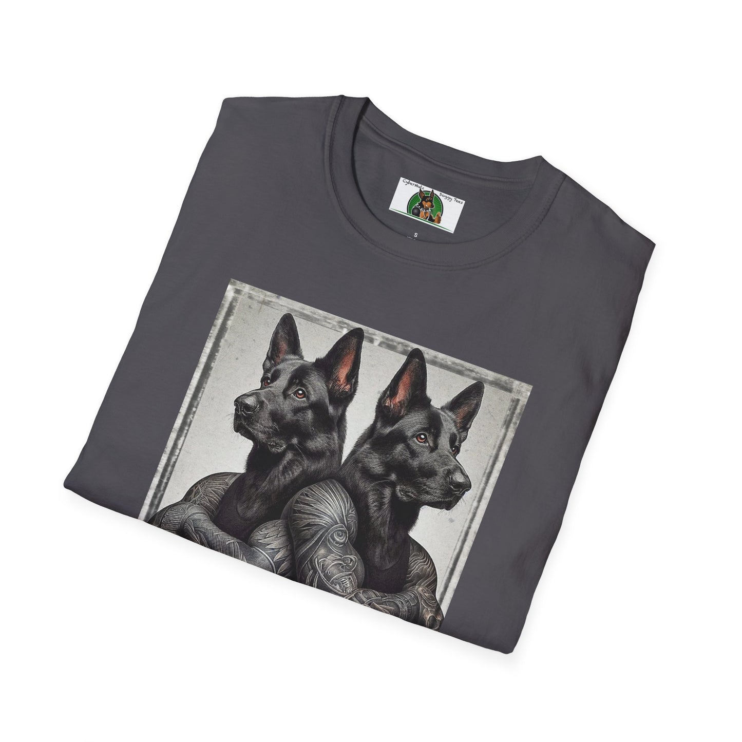 Muscle Twins Black German Shepherds Unisex Softstyle T-Shirt