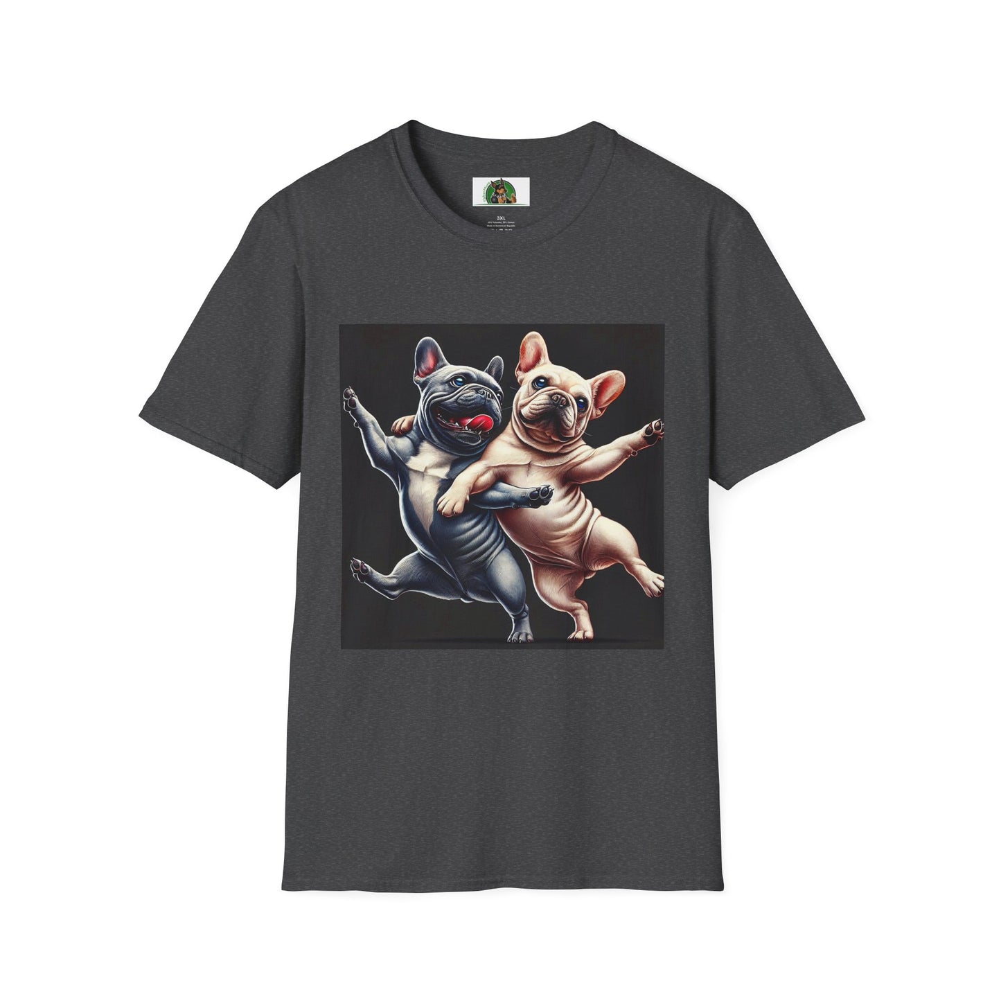 French Bulldogs Dancing Unisex T-Shirt T-Shirt Printify XS Dark Heather