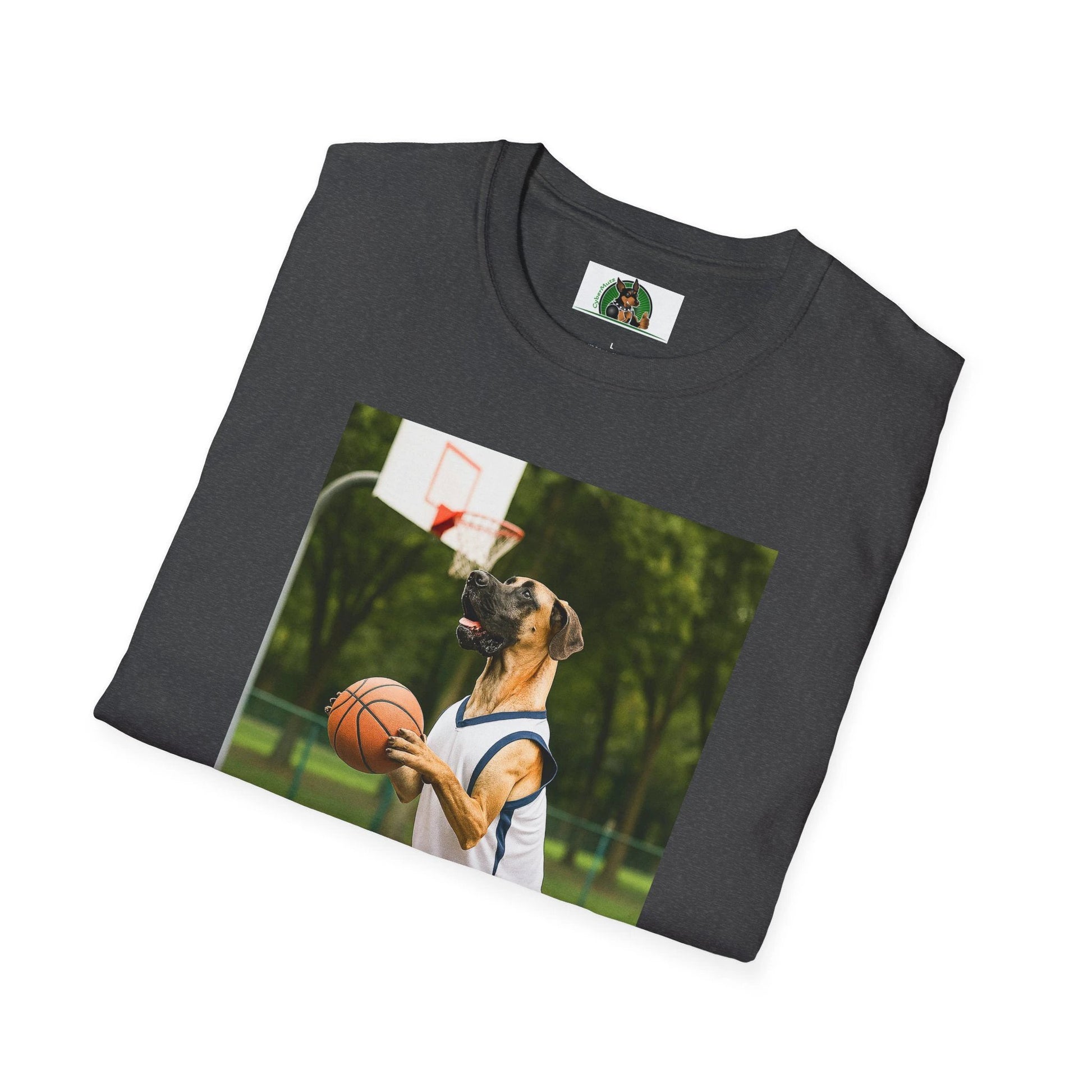 Great Dane Playing Basketball T-Shirt — Sports Dog Tee T-Shirt Printify