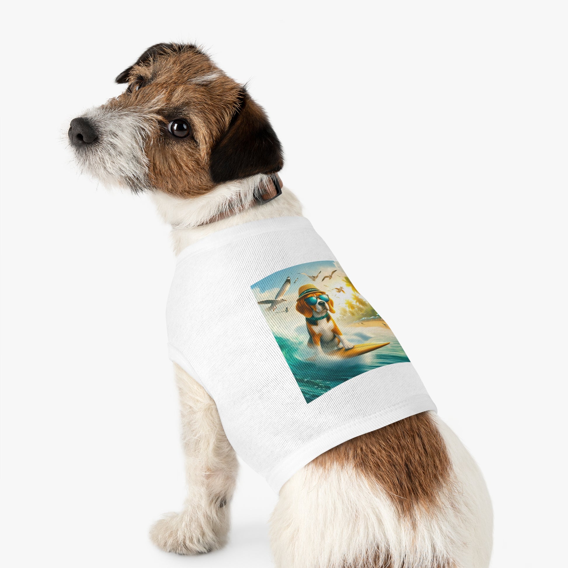 Pet Tank Top Beagle Surfer Dog Pets Printify   