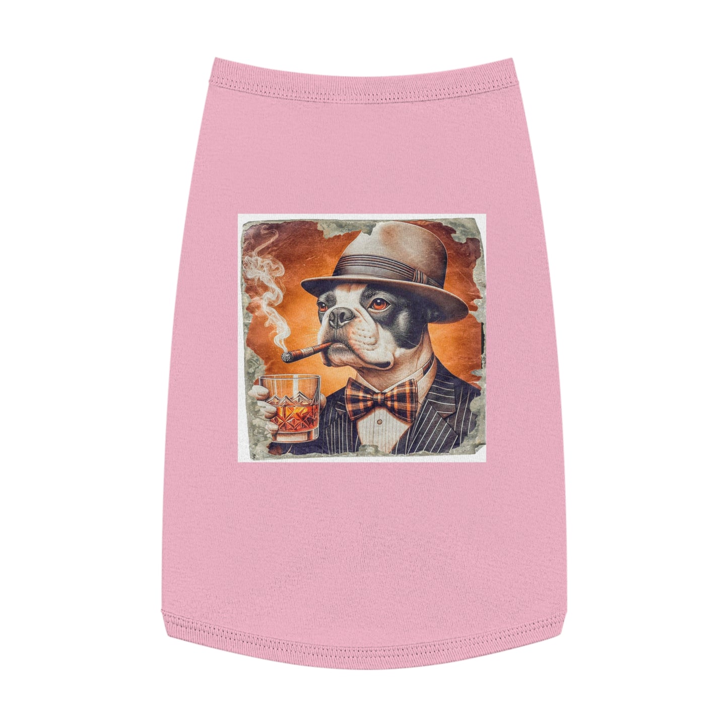 Pet Tank Top Boston Terrier Smoking Cigar Pets Printify L Pink 