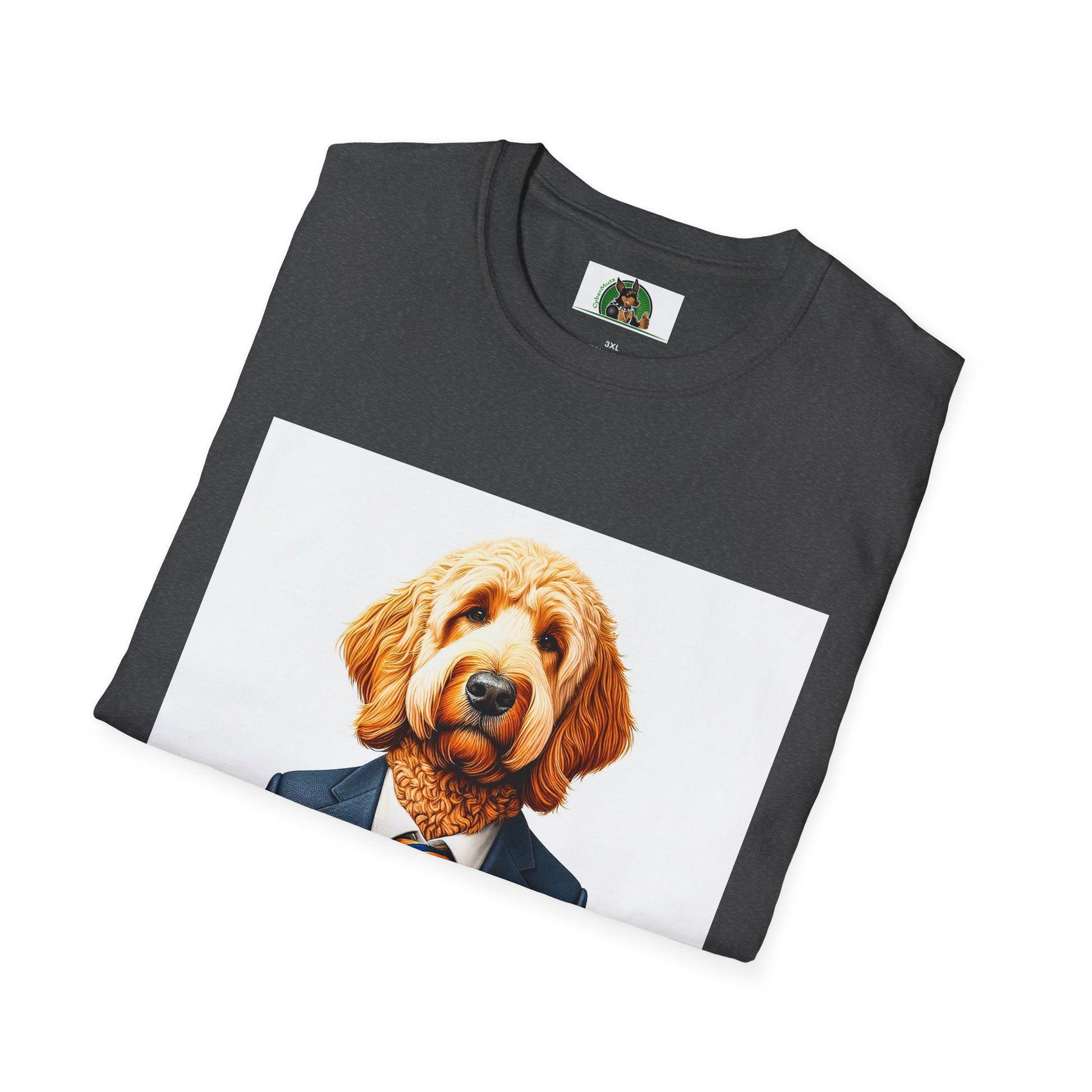Golden Doodle sitting businessman T-Shirt Printify