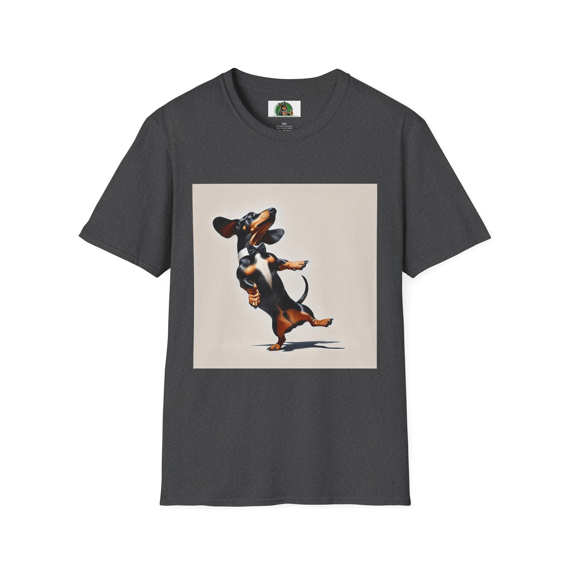 Dachshund Dancing Dog T-Shirt - Fun and Playful Unisex Tee T-Shirt Printify XS Dark Heather