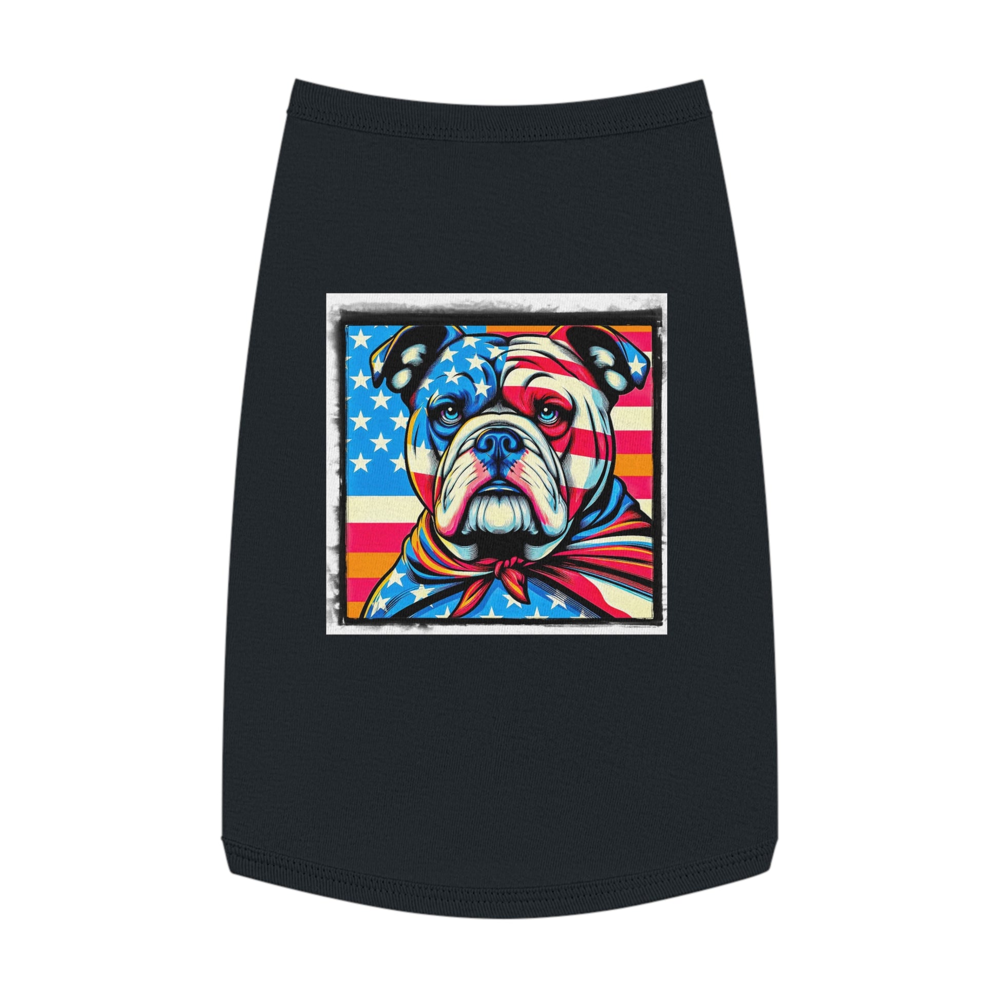 Pet Tank Top Bulldog american flag t shirt Pets Printify