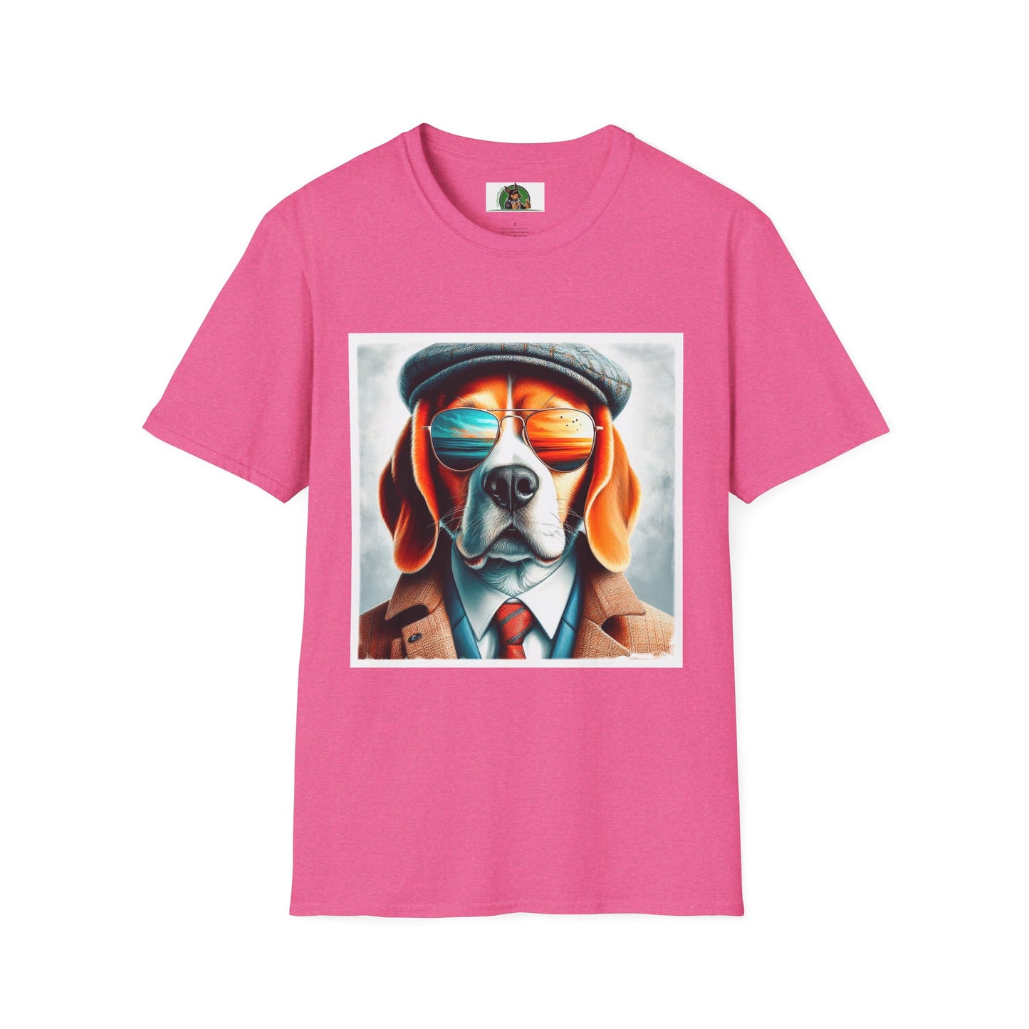 Beagle Wearing Sport Coat And Shades T-Shirt Printify S Heather Heliconia 