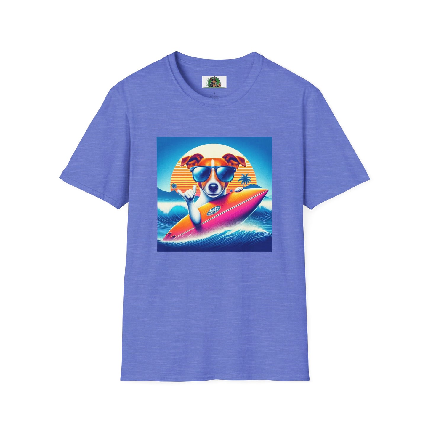 Jack Russell Surfer Dog T-Shirt Printify S Heather Royal