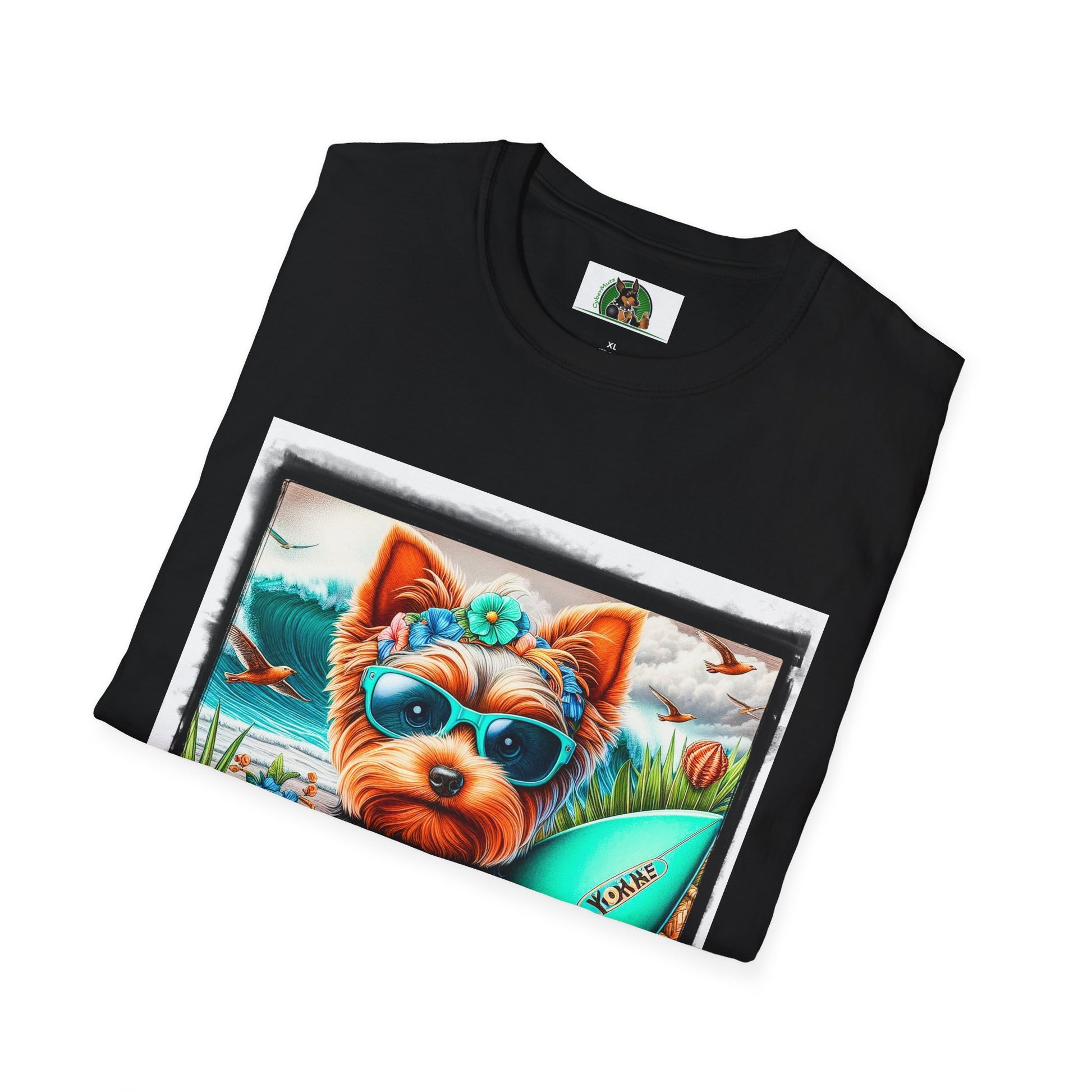Yorkie flower garden shirt T-Shirt Printify