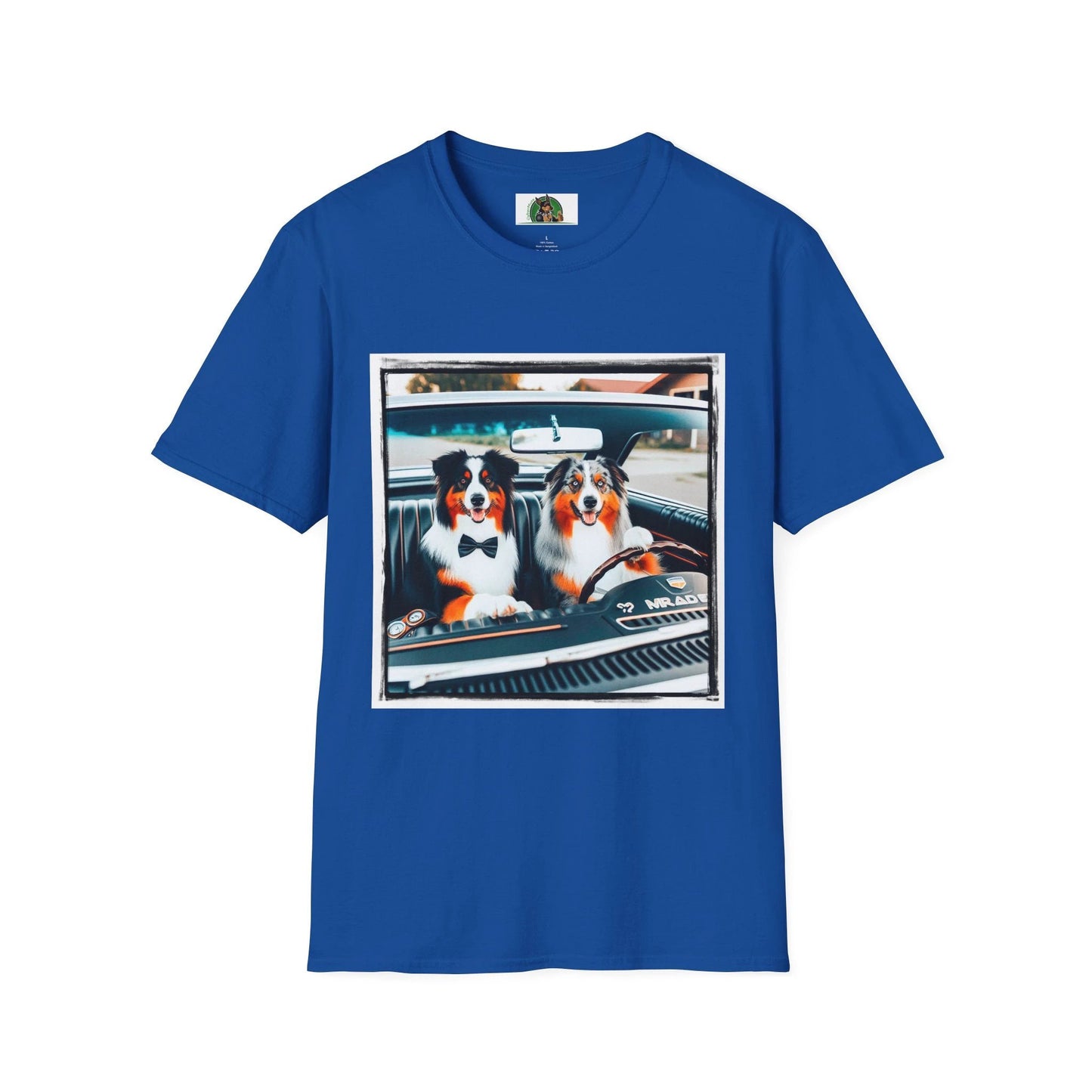 Australian Shepherd Couple Sunday Driving Tee For Dog Lovers Graphic Tee Great Gift Idea T-Shirt Printify XS Royal